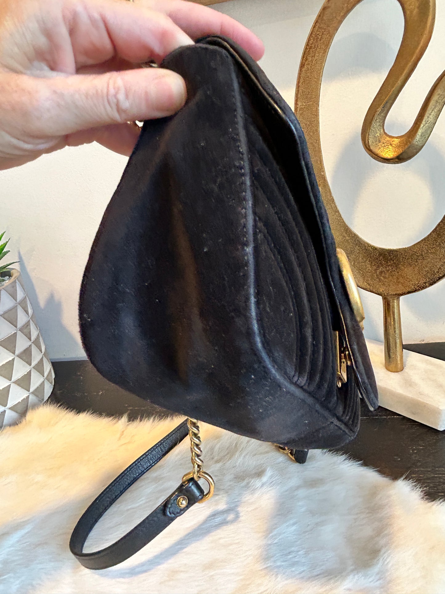 GUCCI Black Velvet Marmont Small Bag