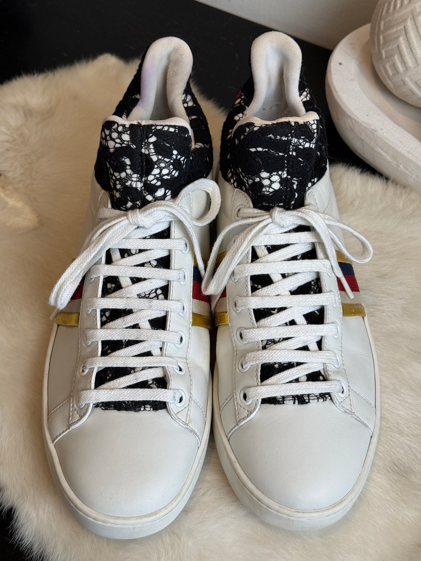 Gucci Ace Bees Lace High Top Sneakers Size 40EU