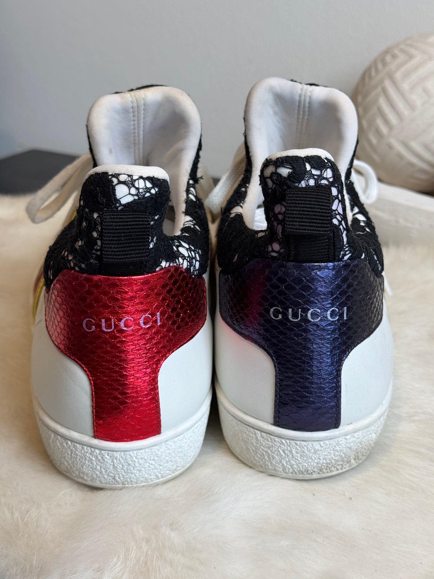 Gucci Ace Bees Lace High Top Sneakers Size 40EU