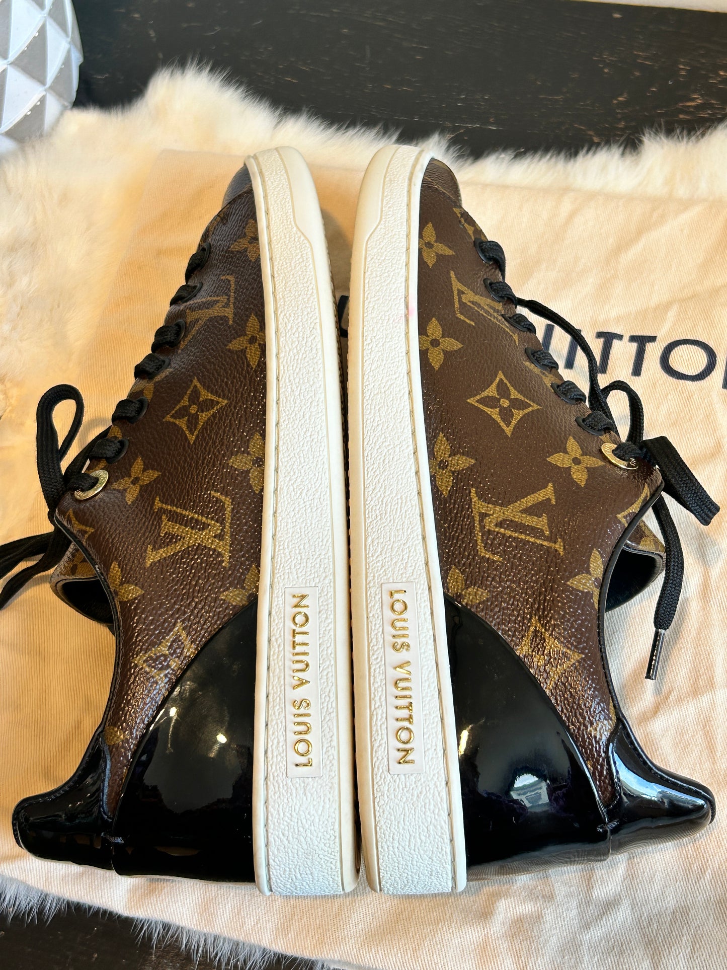 Louis Vuitton Front Row Patent Monogram Sneakers Size 37EU (7US)