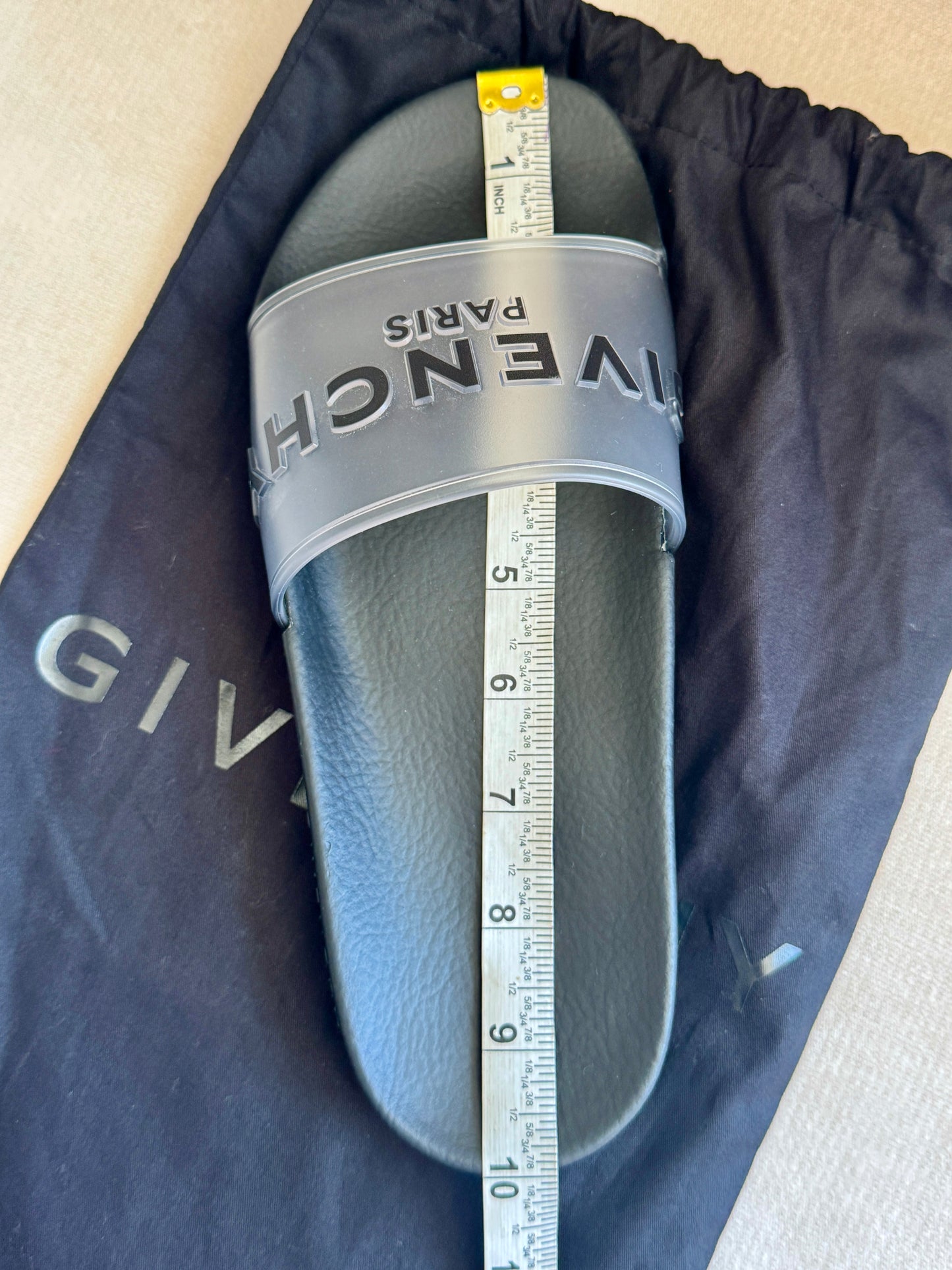 Like New!! GIVENCHY Black Translucent Rubber Womens Slides 38EU