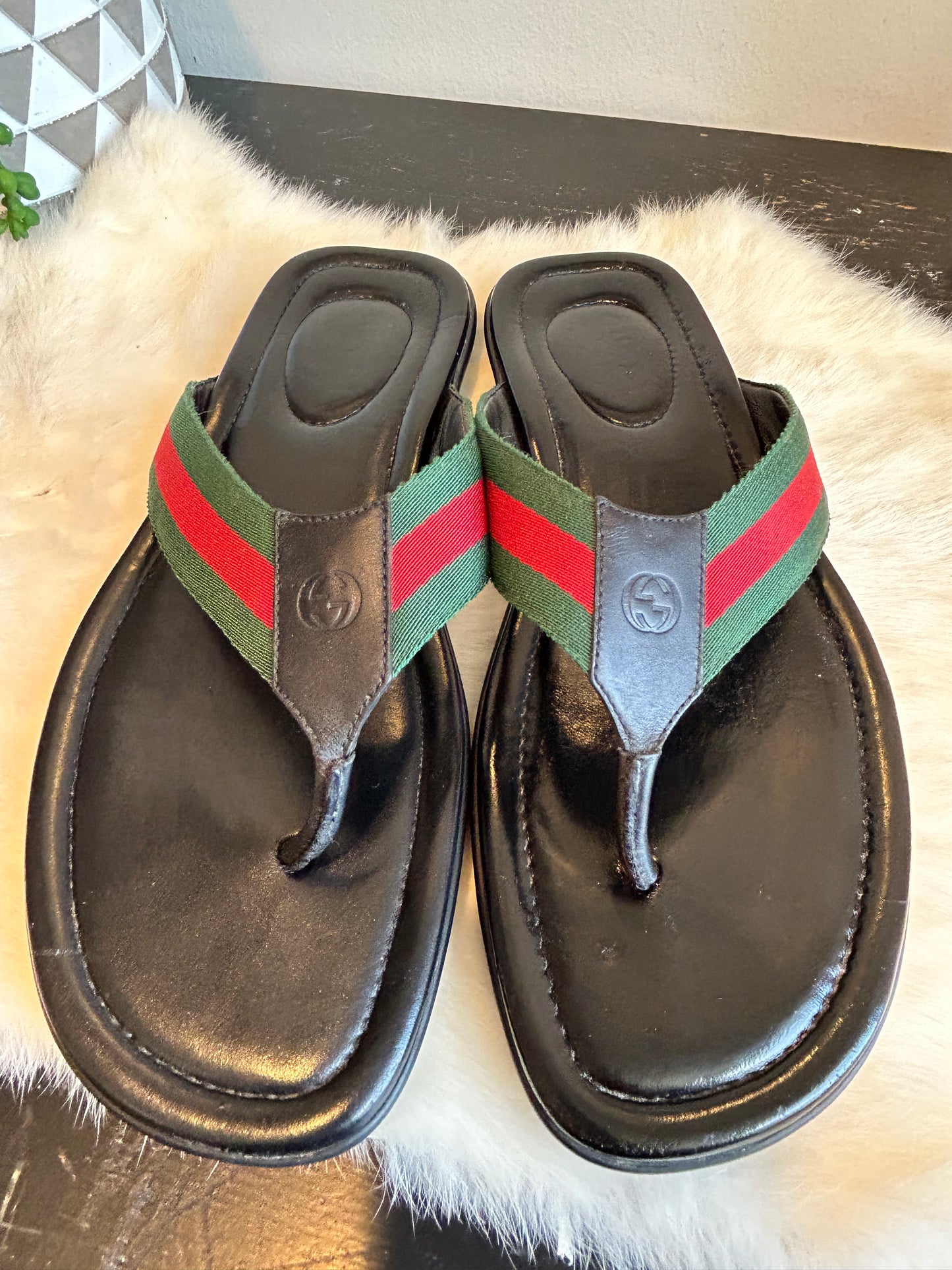 GUCCI Web Thong Sandals Black 9EU (42EU)