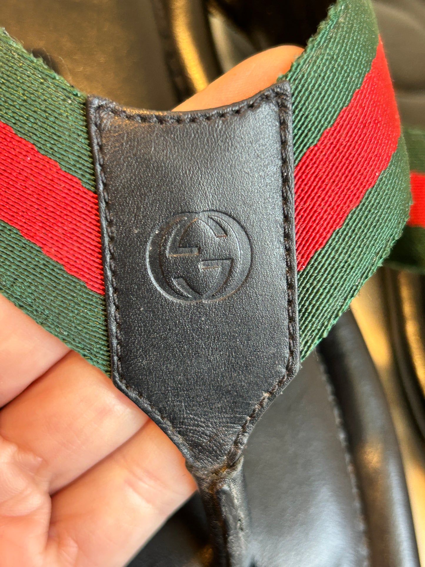 GUCCI Web Thong Sandals Black 9EU (42EU)