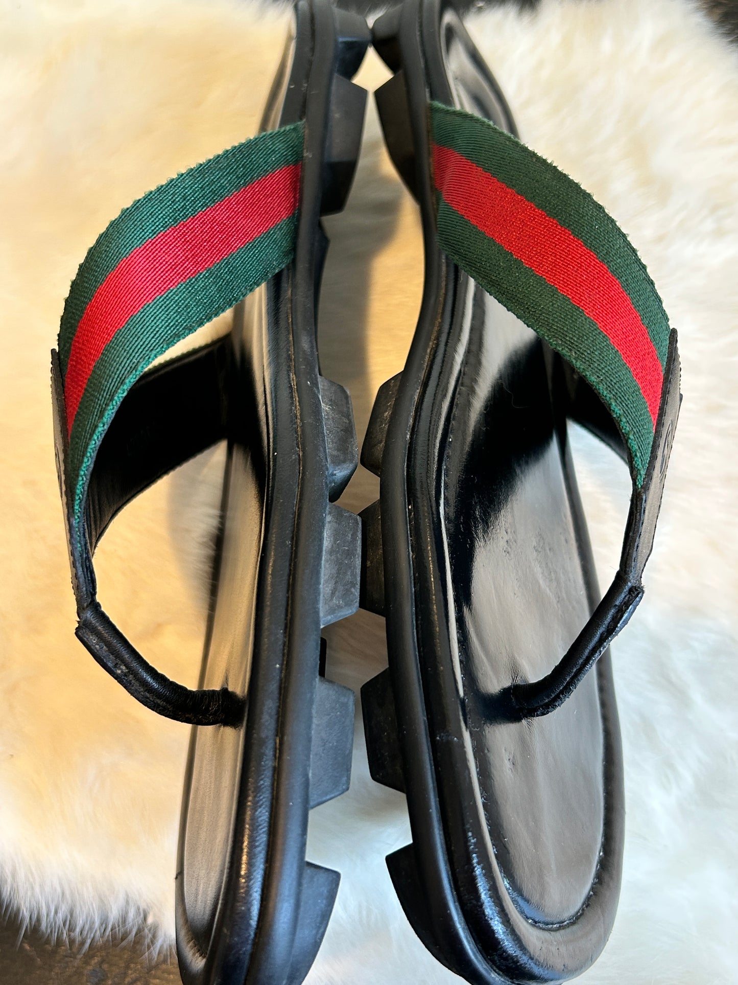 GUCCI Web Thong Sandals Black 9EU (42EU)