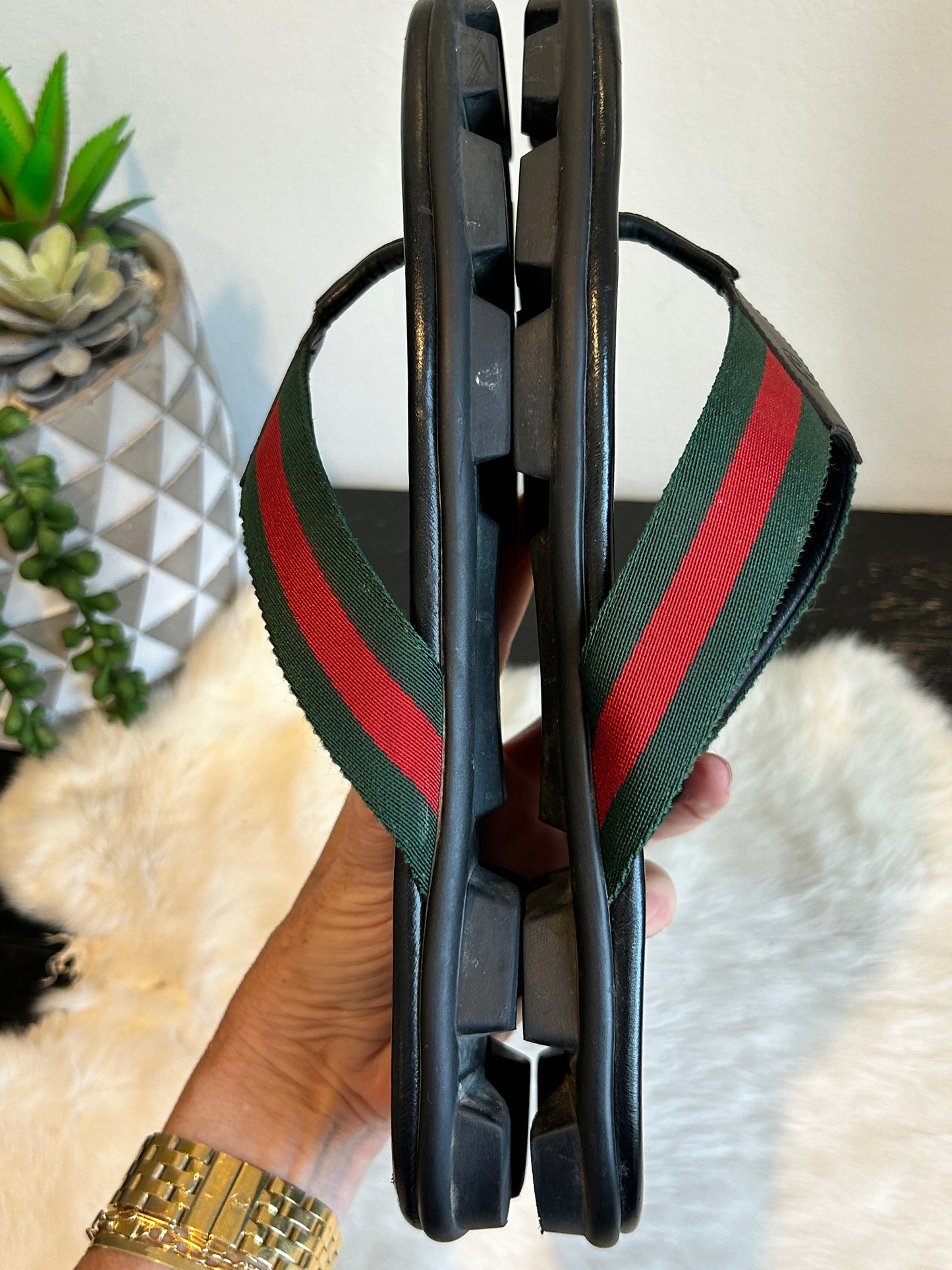 GUCCI Web Thong Sandals Black 9EU (42EU)