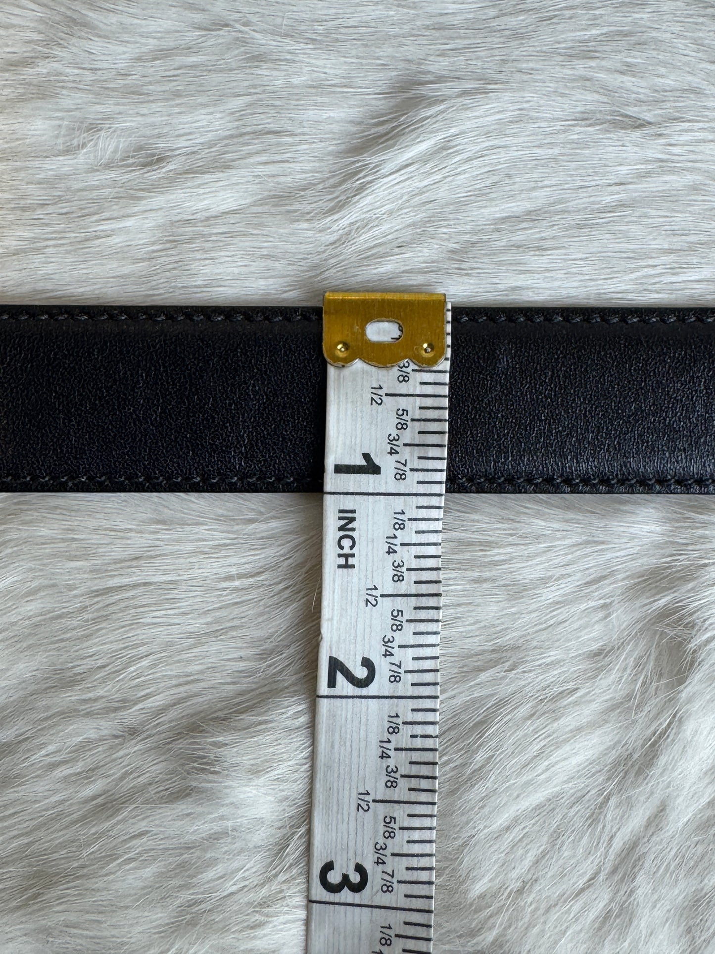 Gucci Parfums Men's Vintage Black Leather Belt Two Tone GG