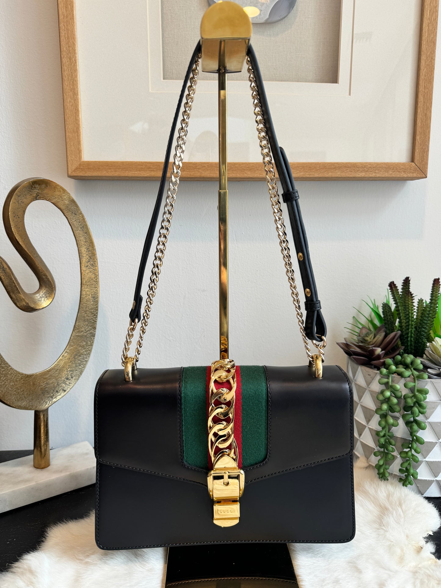 GUCCI Sylvie Small Black 2-Way Handbag