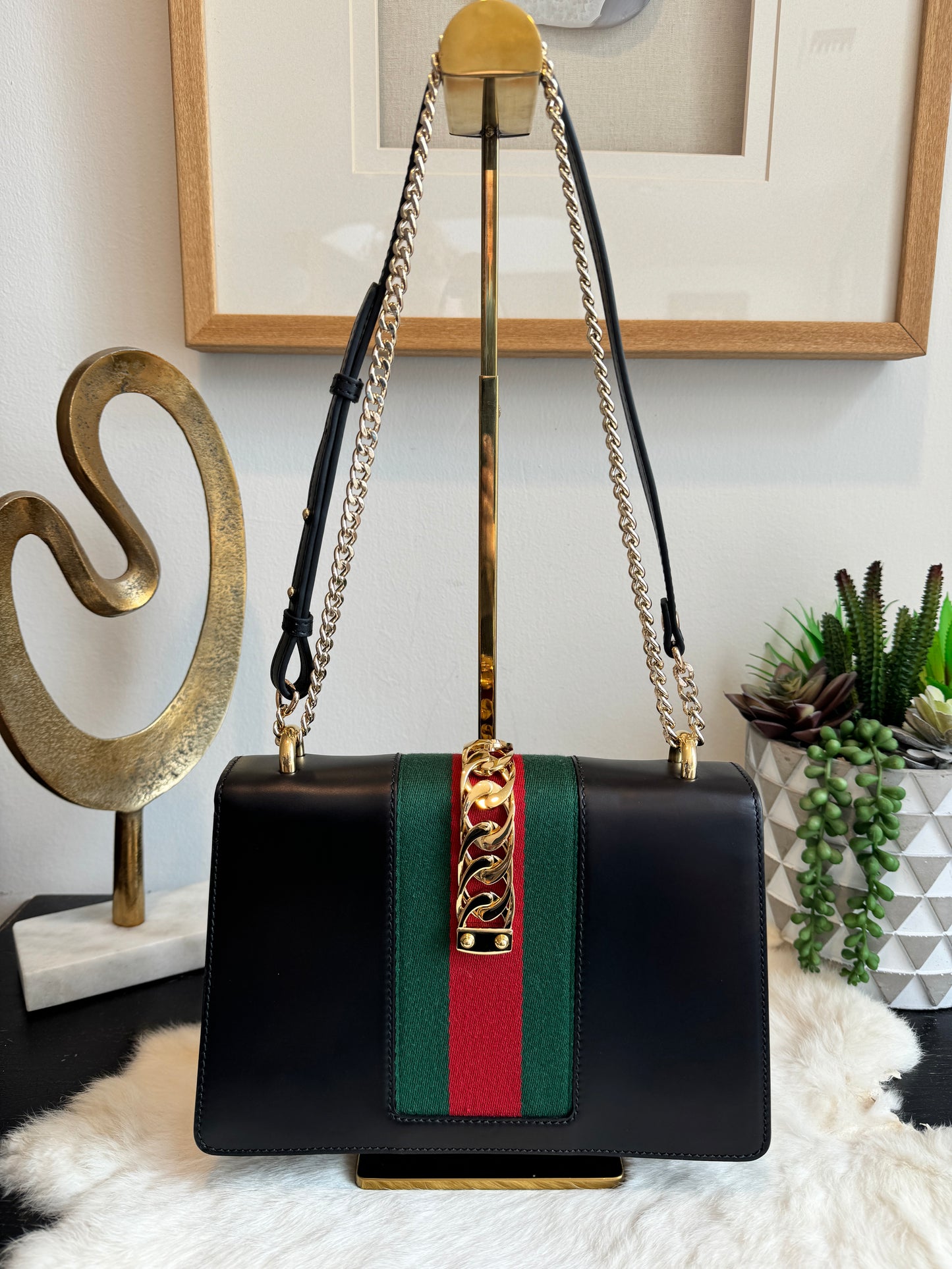 GUCCI Sylvie Small Black 2-Way Handbag