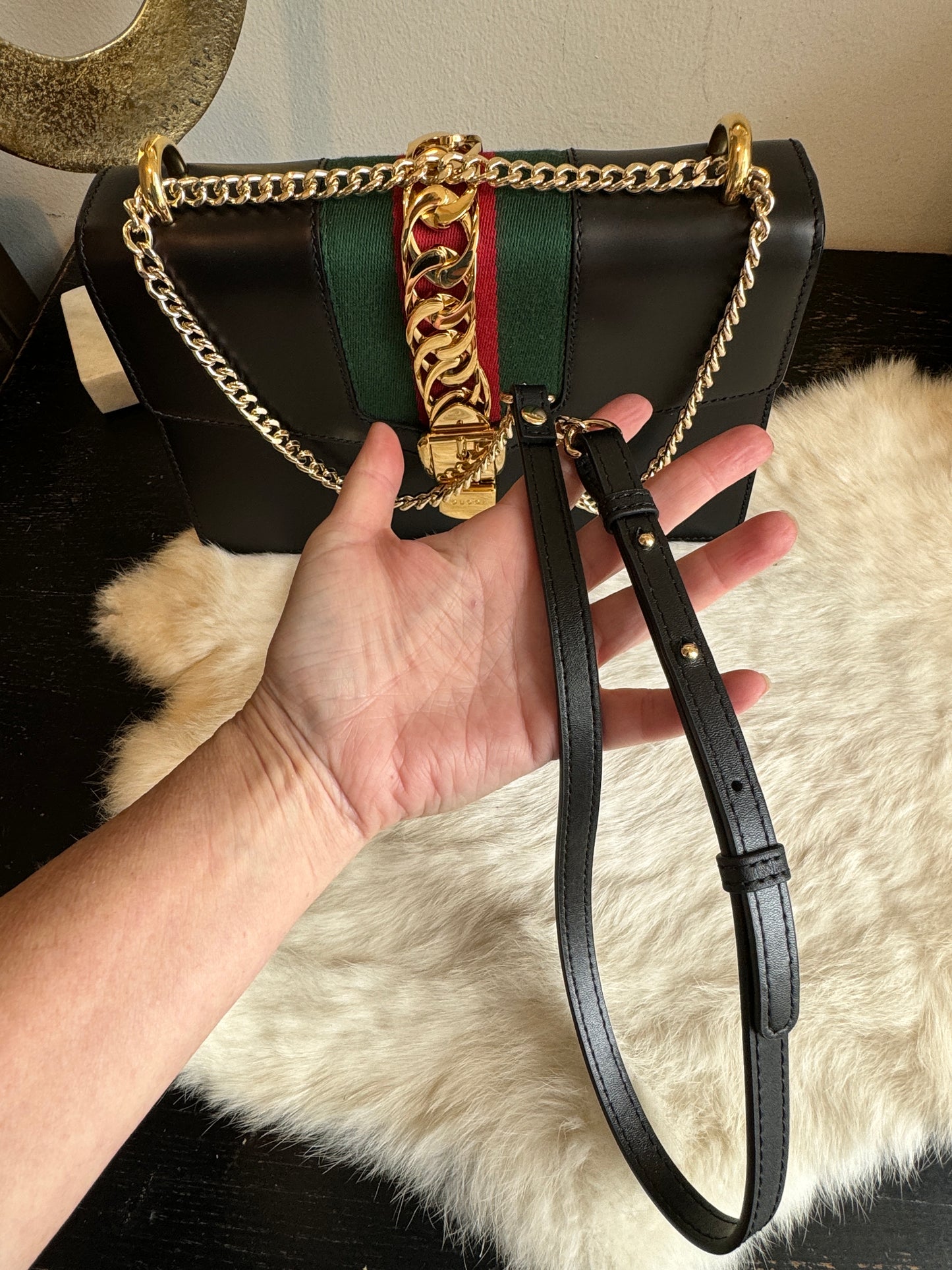 GUCCI Sylvie Small Black 2-Way Handbag