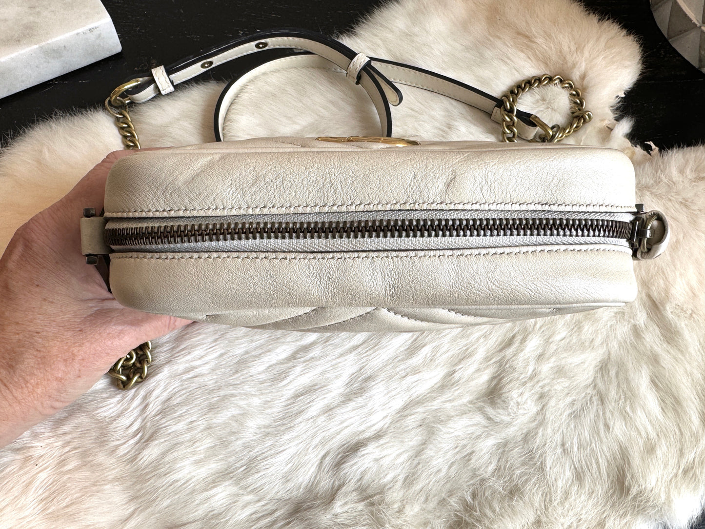 GUCCI Mini Marmont Camera Bag Ivory