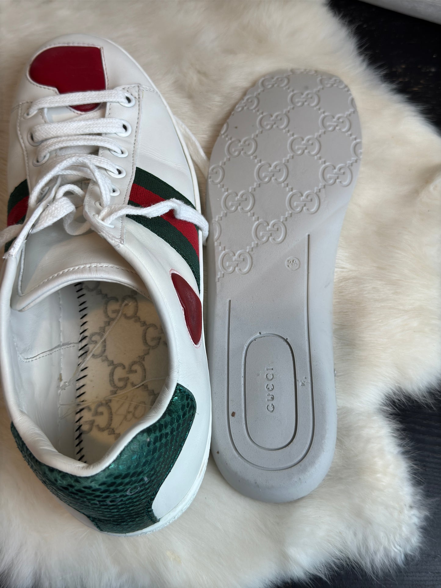 Gucci Ace Hearts Sneakers Size 35.5EU