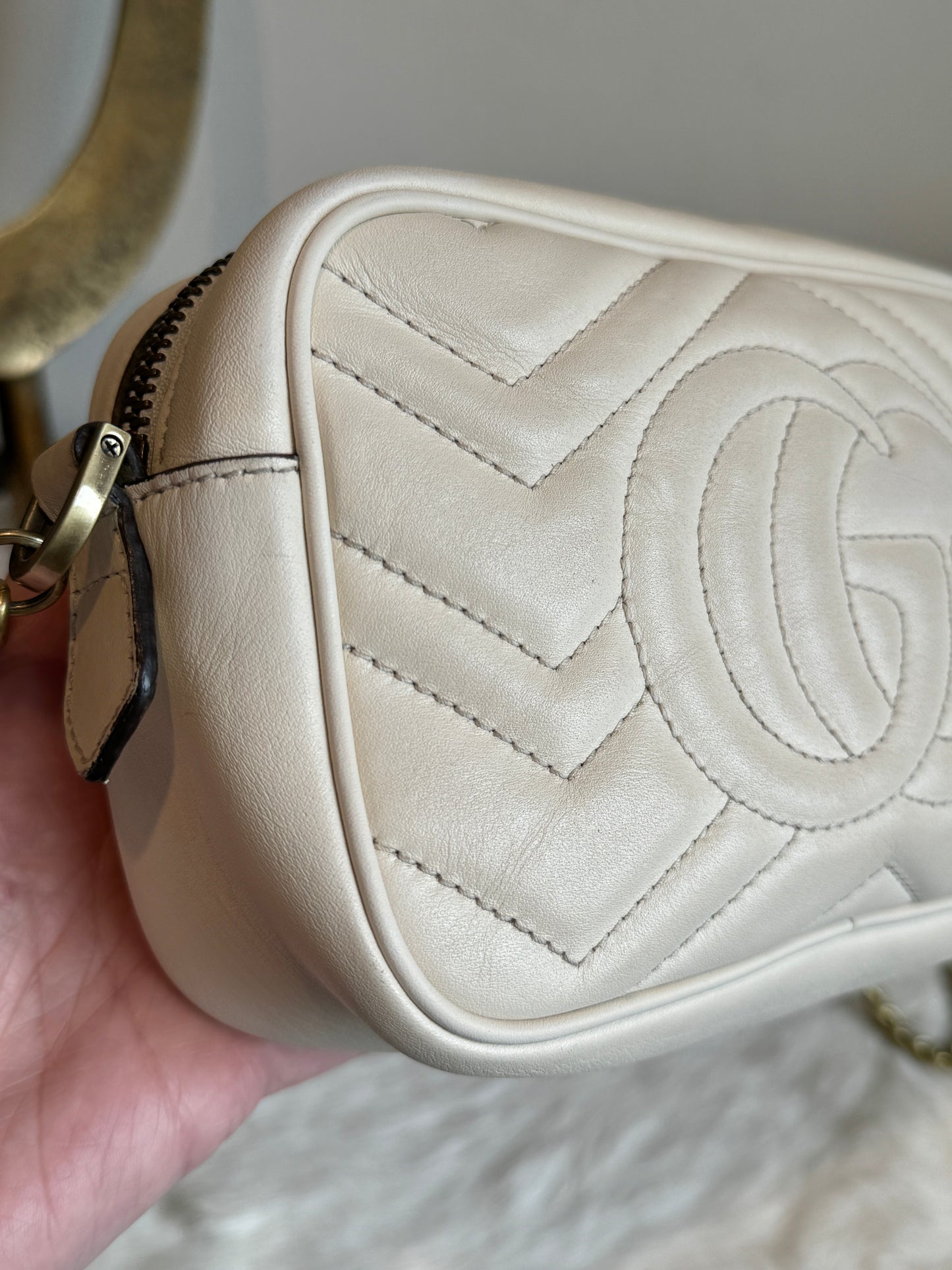 GUCCI Mini Marmont Camera Bag Ivory