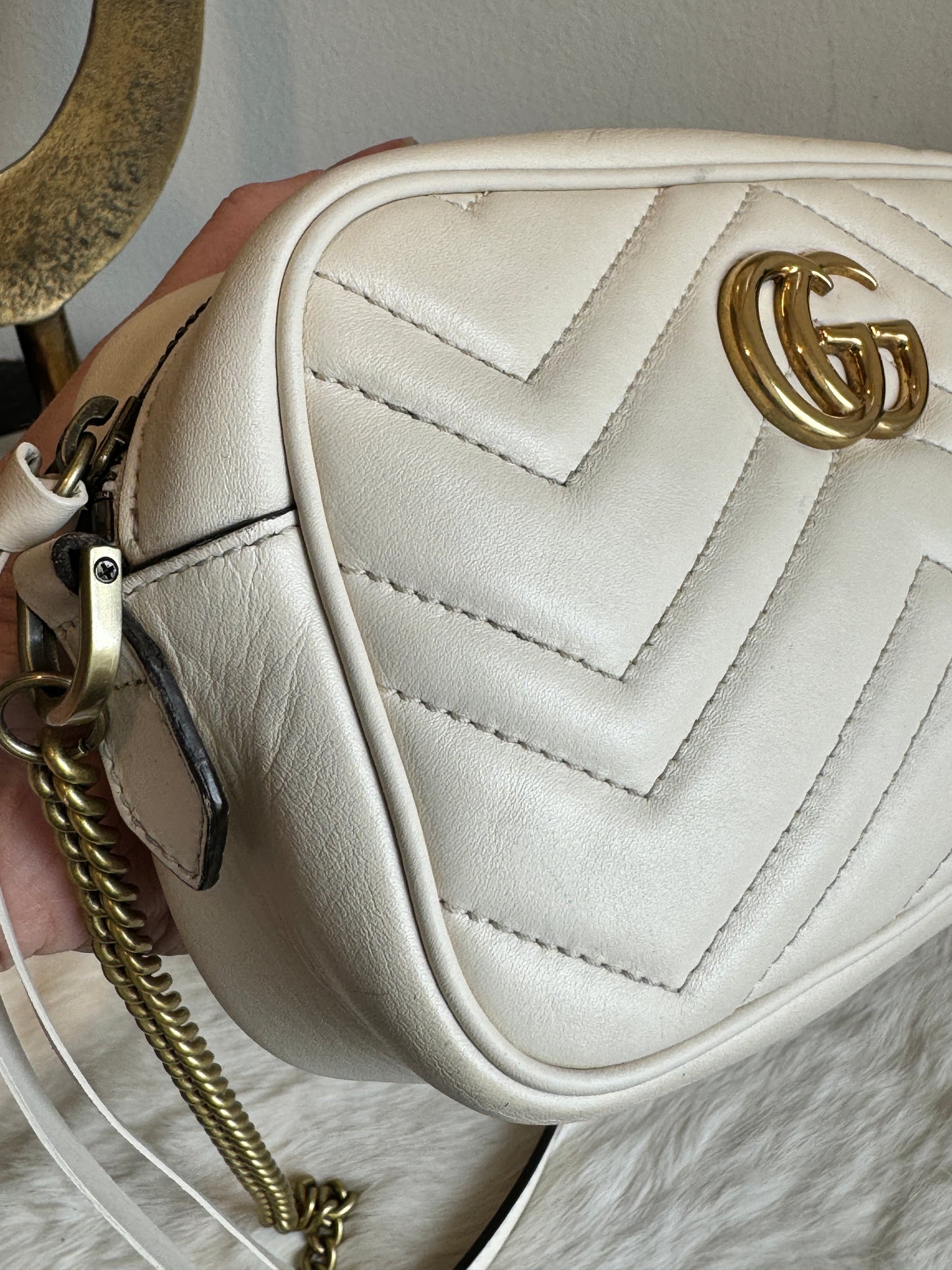 GUCCI Mini Marmont Camera Bag Ivory