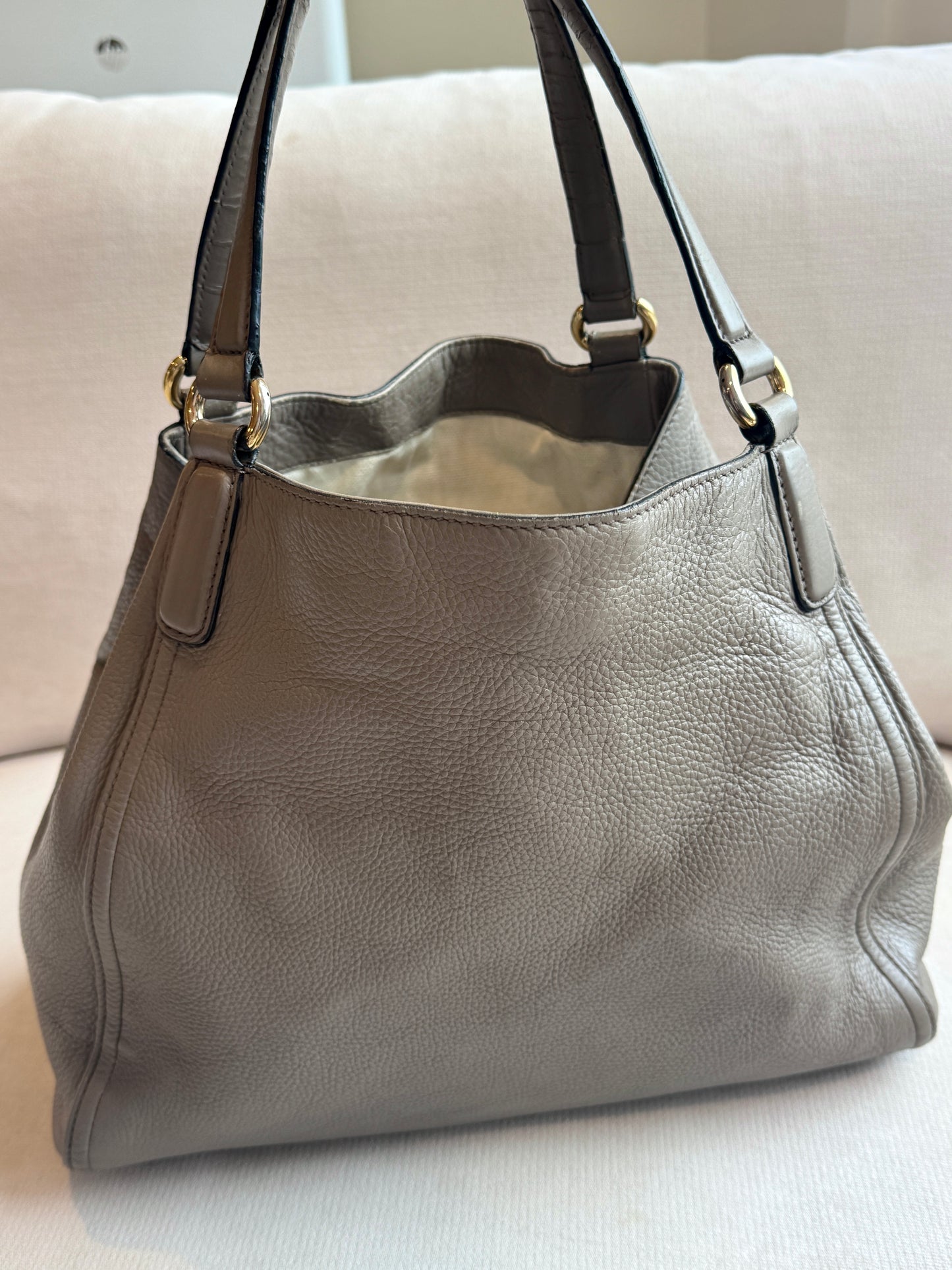 Gucci Gray Pebbled Calfskin Medium Soho Tassel Bag