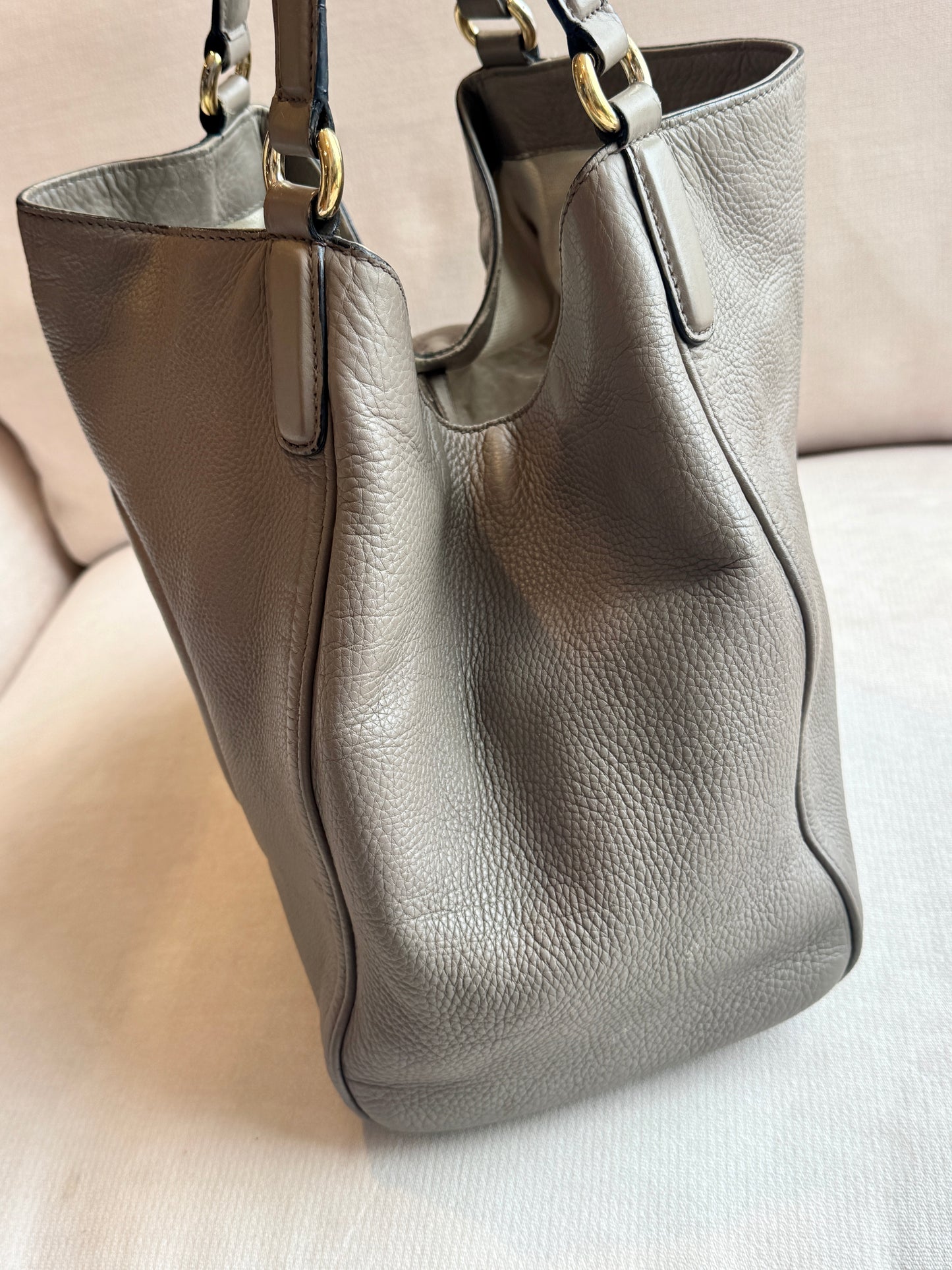 Gucci Gray Pebbled Calfskin Medium Soho Tassel Bag