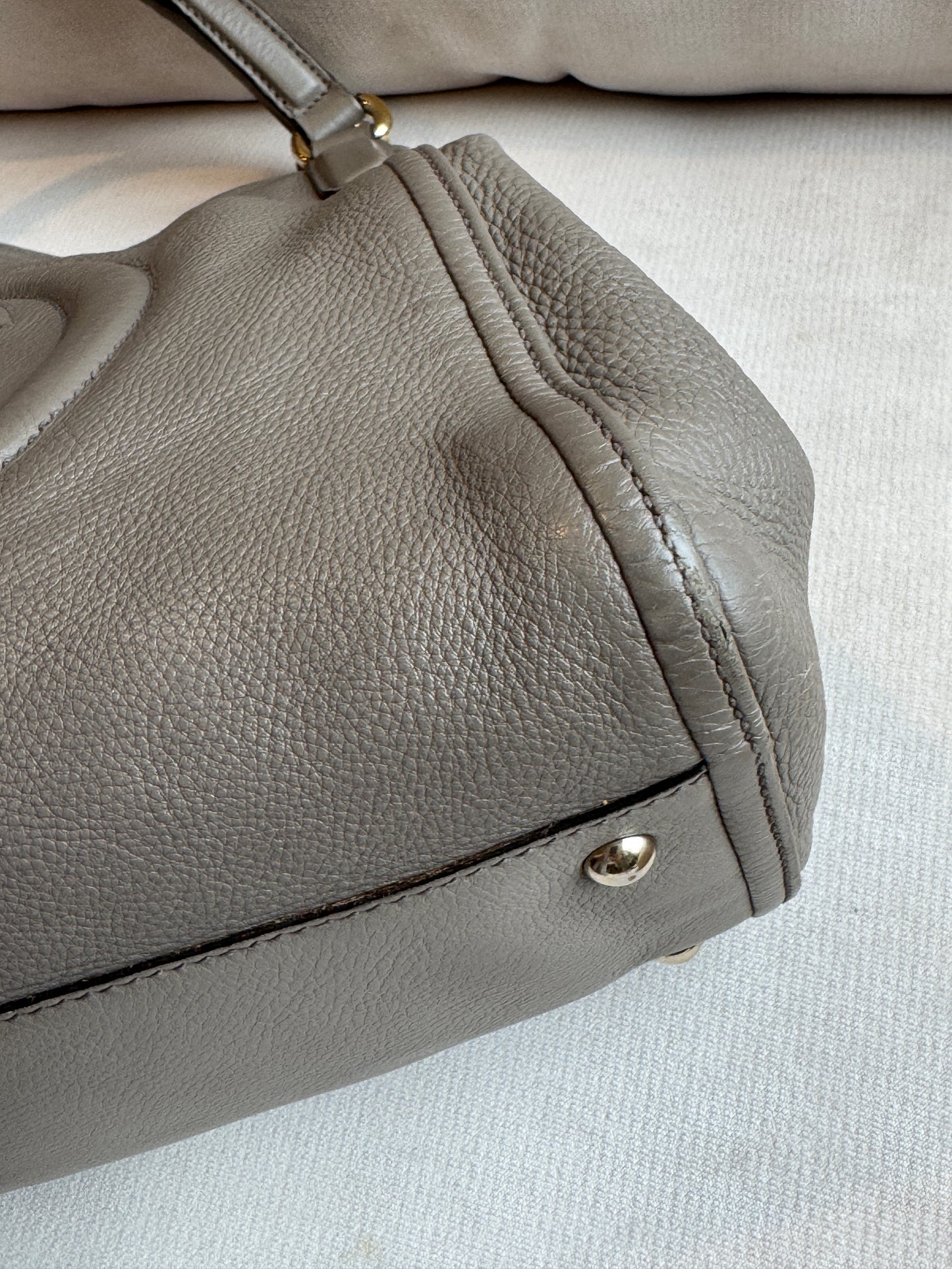 Gucci Gray Pebbled Calfskin Medium Soho Tassel Bag
