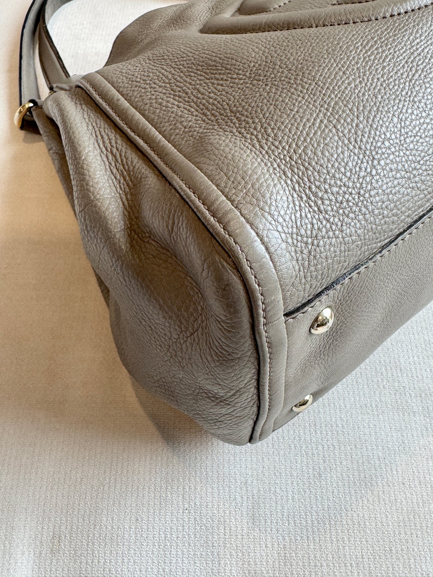 Gucci Gray Pebbled Calfskin Medium Soho Tassel Bag