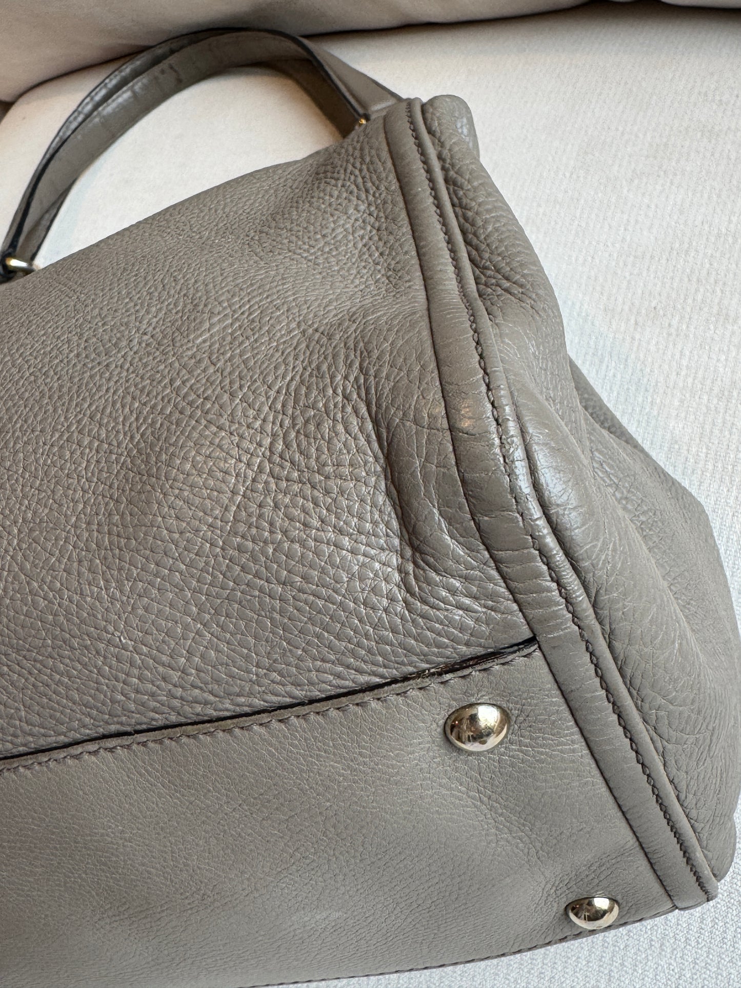 Gucci Gray Pebbled Calfskin Medium Soho Tassel Bag