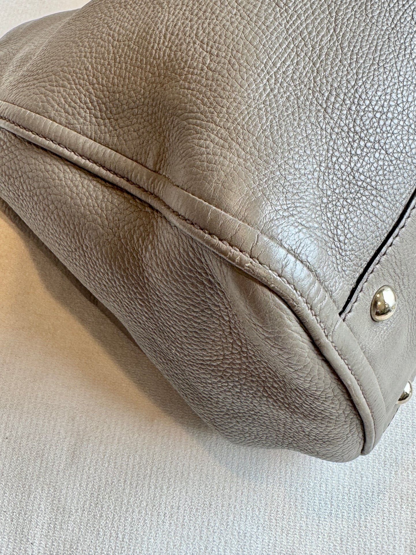 Gucci Gray Pebbled Calfskin Medium Soho Tassel Bag