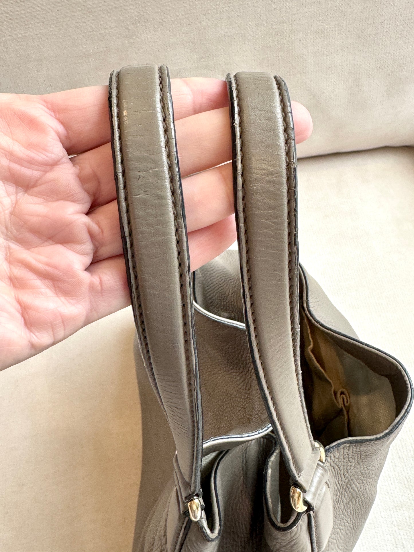 Gucci Gray Pebbled Calfskin Medium Soho Tassel Bag