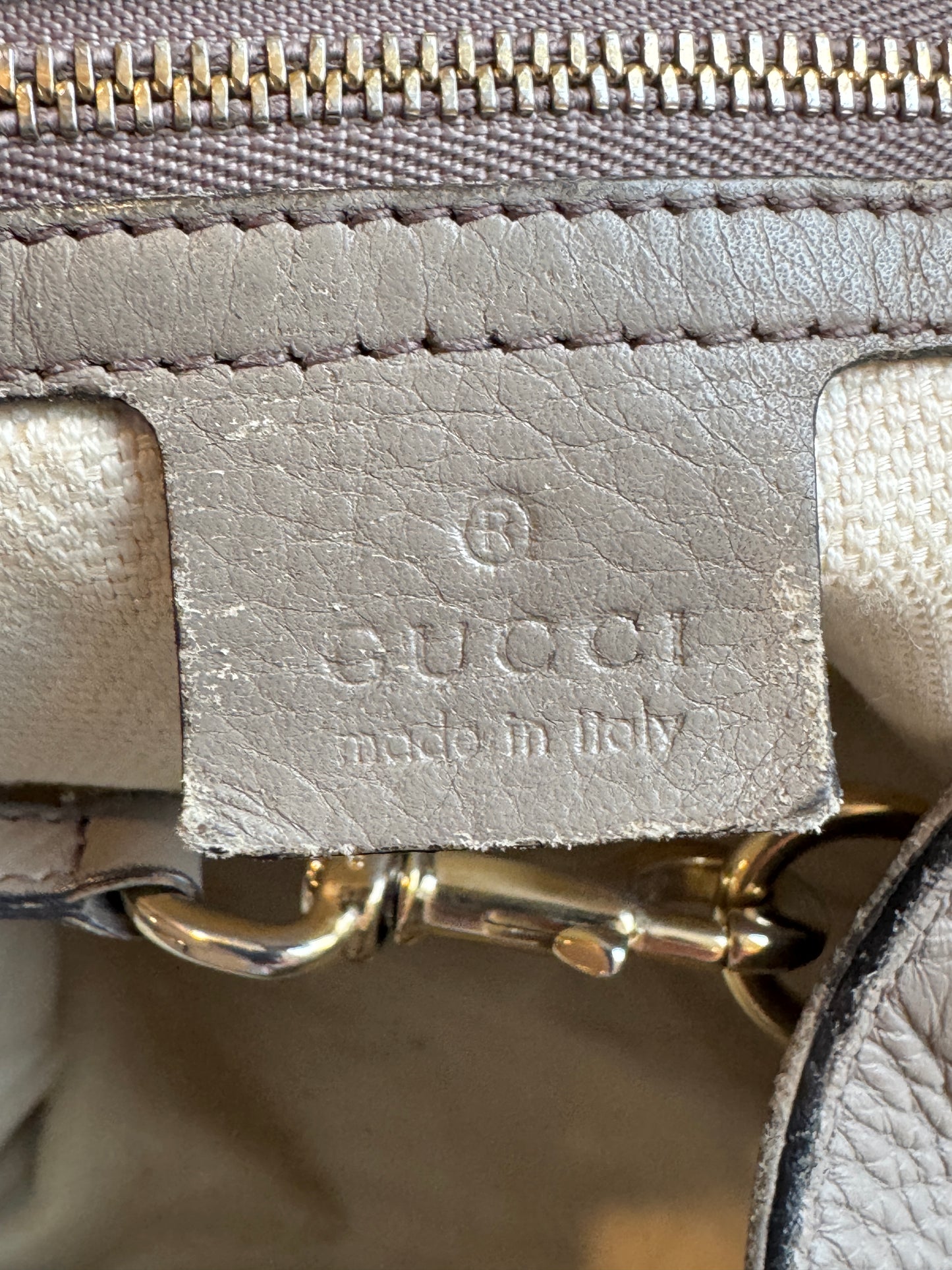 Gucci Gray Pebbled Calfskin Medium Soho Tassel Bag