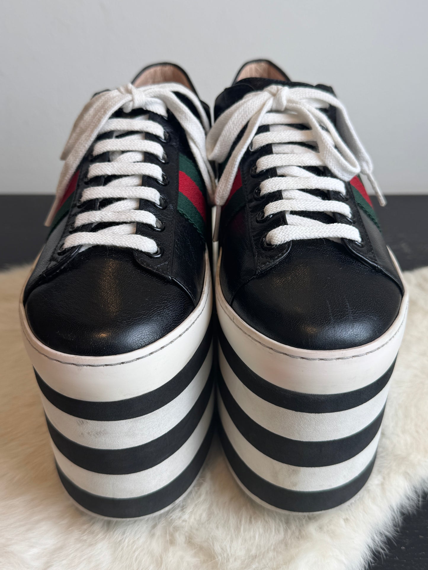GUCCI Black Peggy Platforms Women's 37.5EU