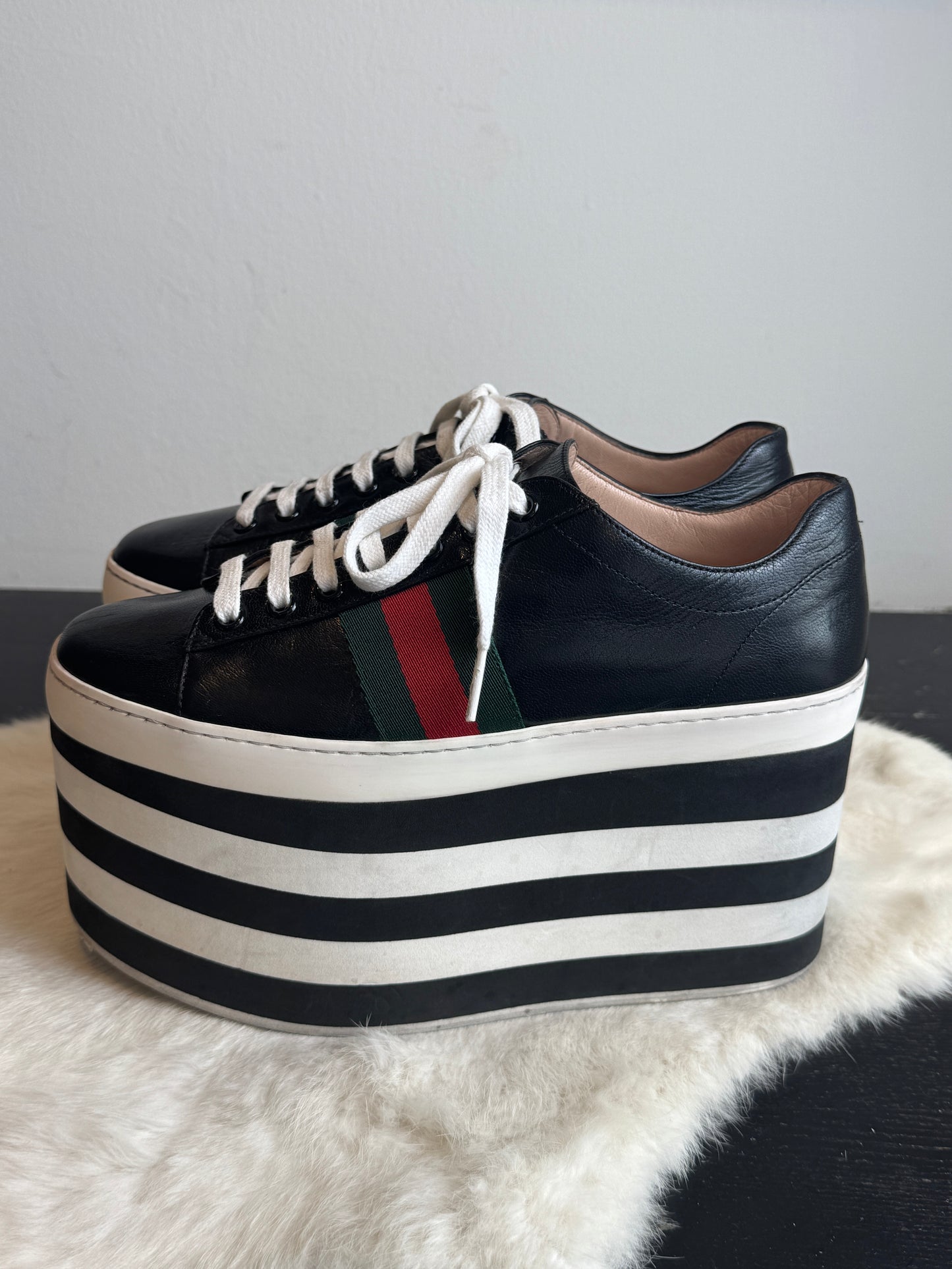GUCCI Black Peggy Platforms Women's 37.5EU