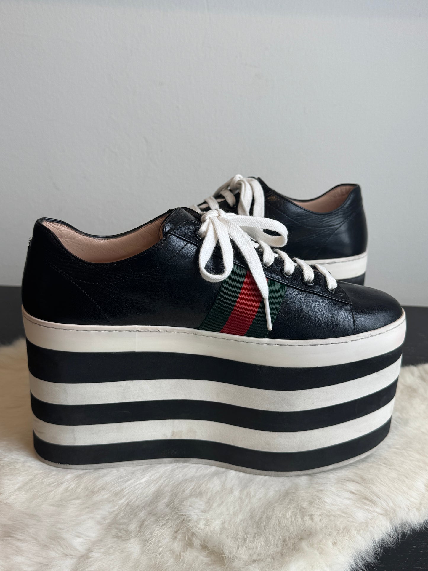 GUCCI Black Peggy Platforms Women's 37.5EU