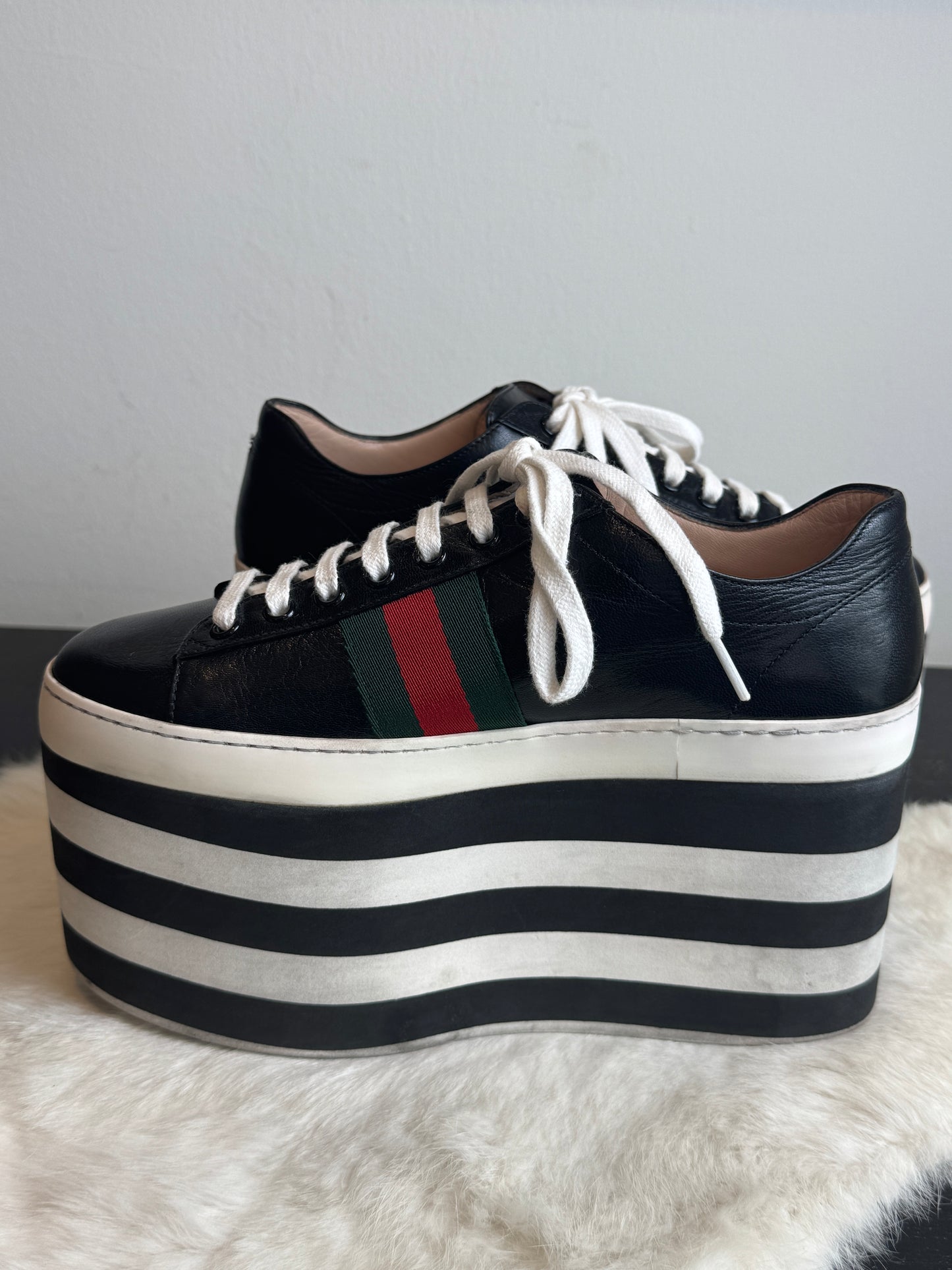 GUCCI Black Peggy Platforms Women's 37.5EU
