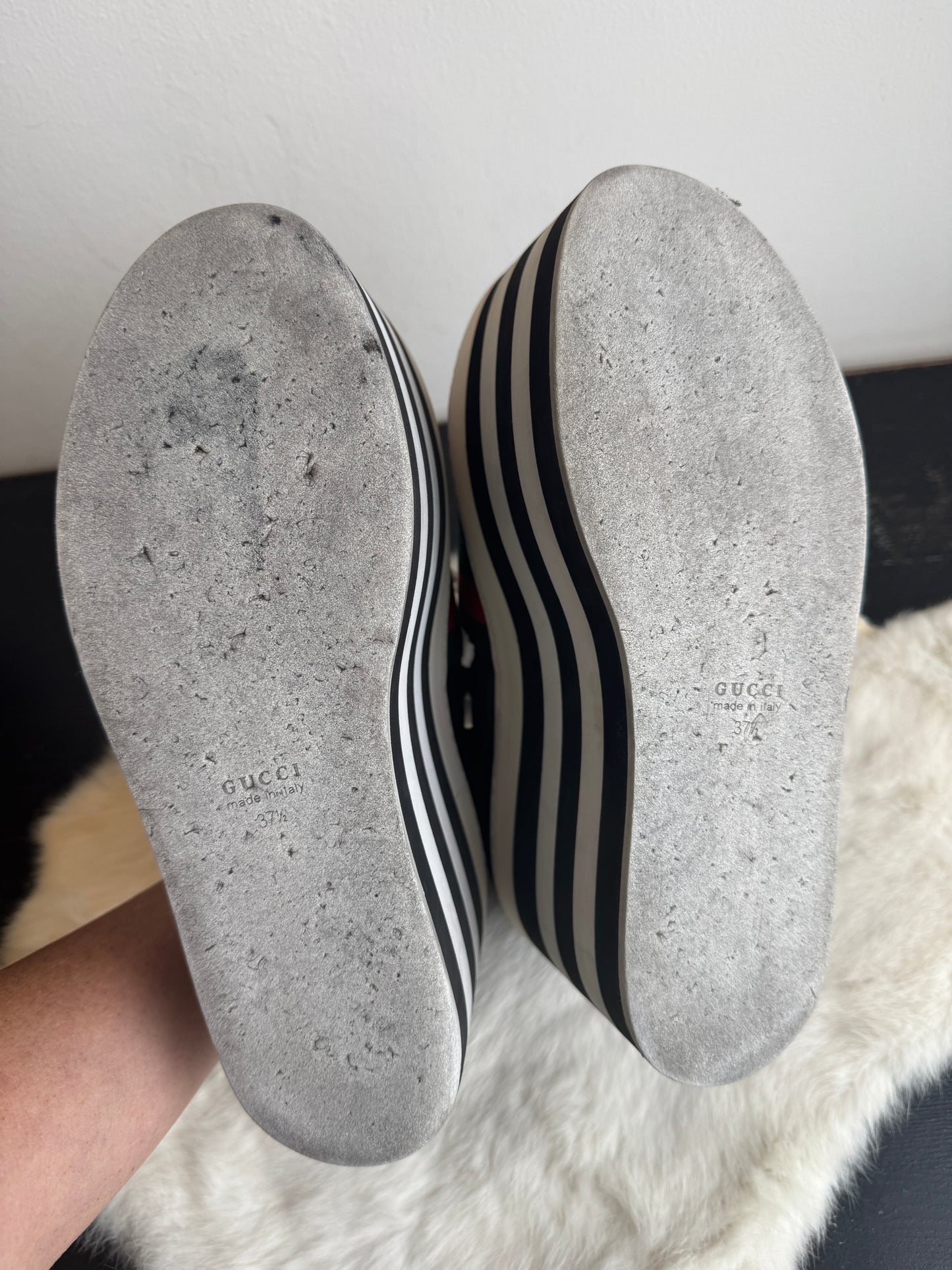 GUCCI Black Peggy Platforms Women's 37.5EU