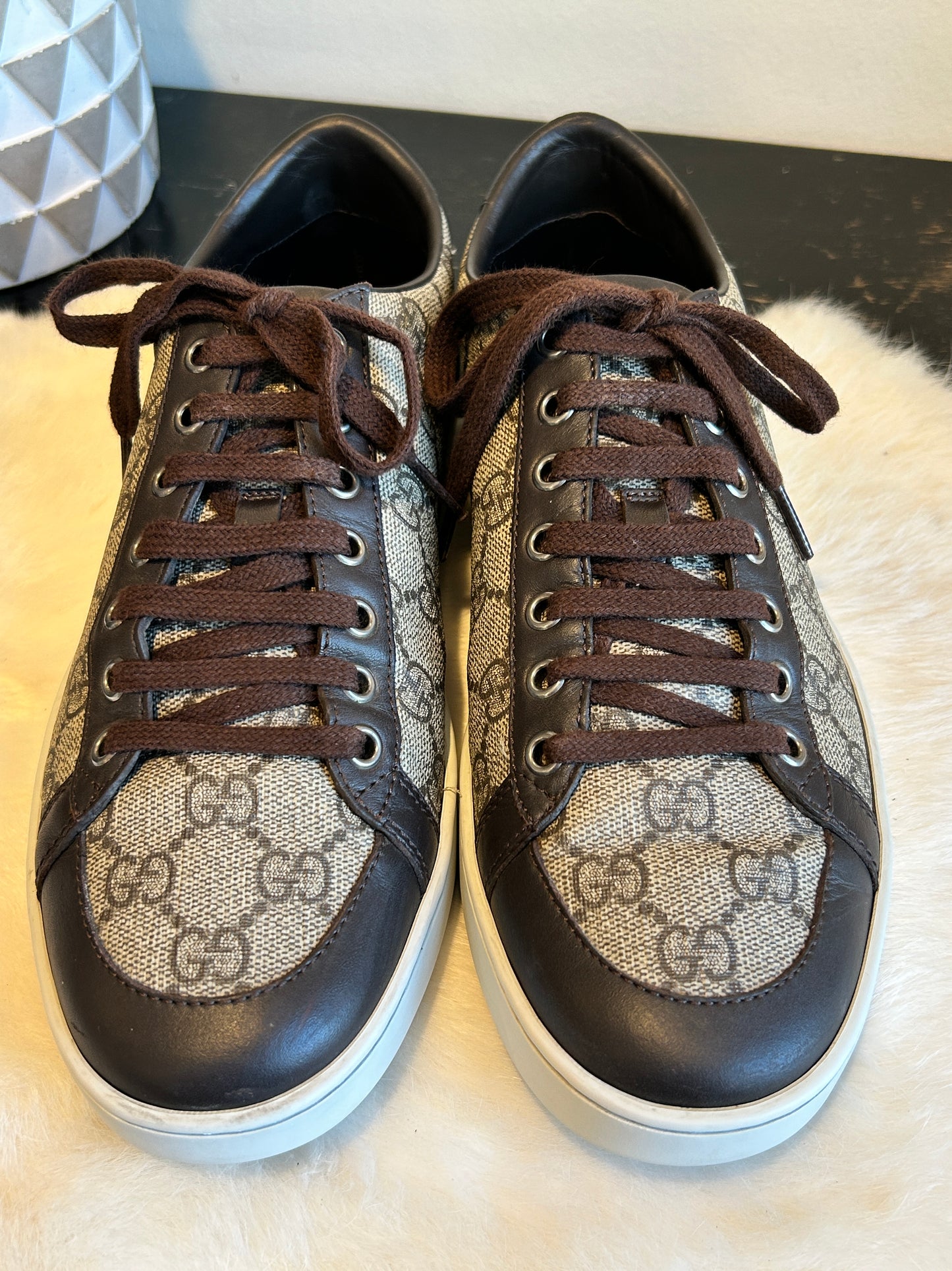 GUCCI GG Supreme Canvas Brown Sneakers Women's 39.5EU