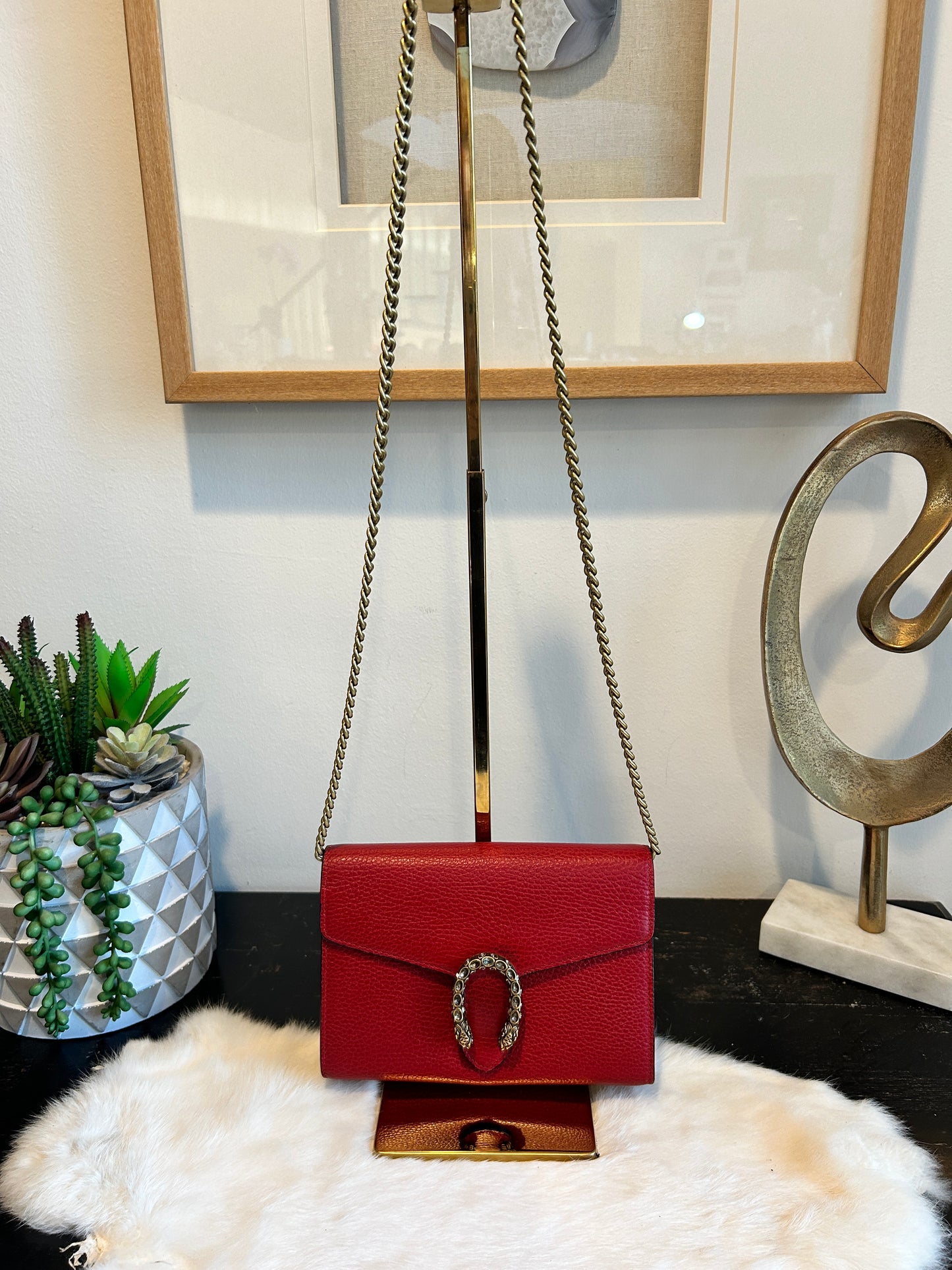 GUCCI Mini Dionysus Chain Wallet Hibiscus RED