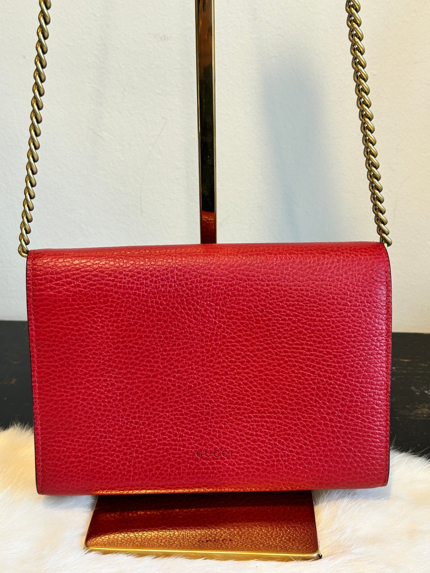 GUCCI Mini Dionysus Chain Wallet Hibiscus RED