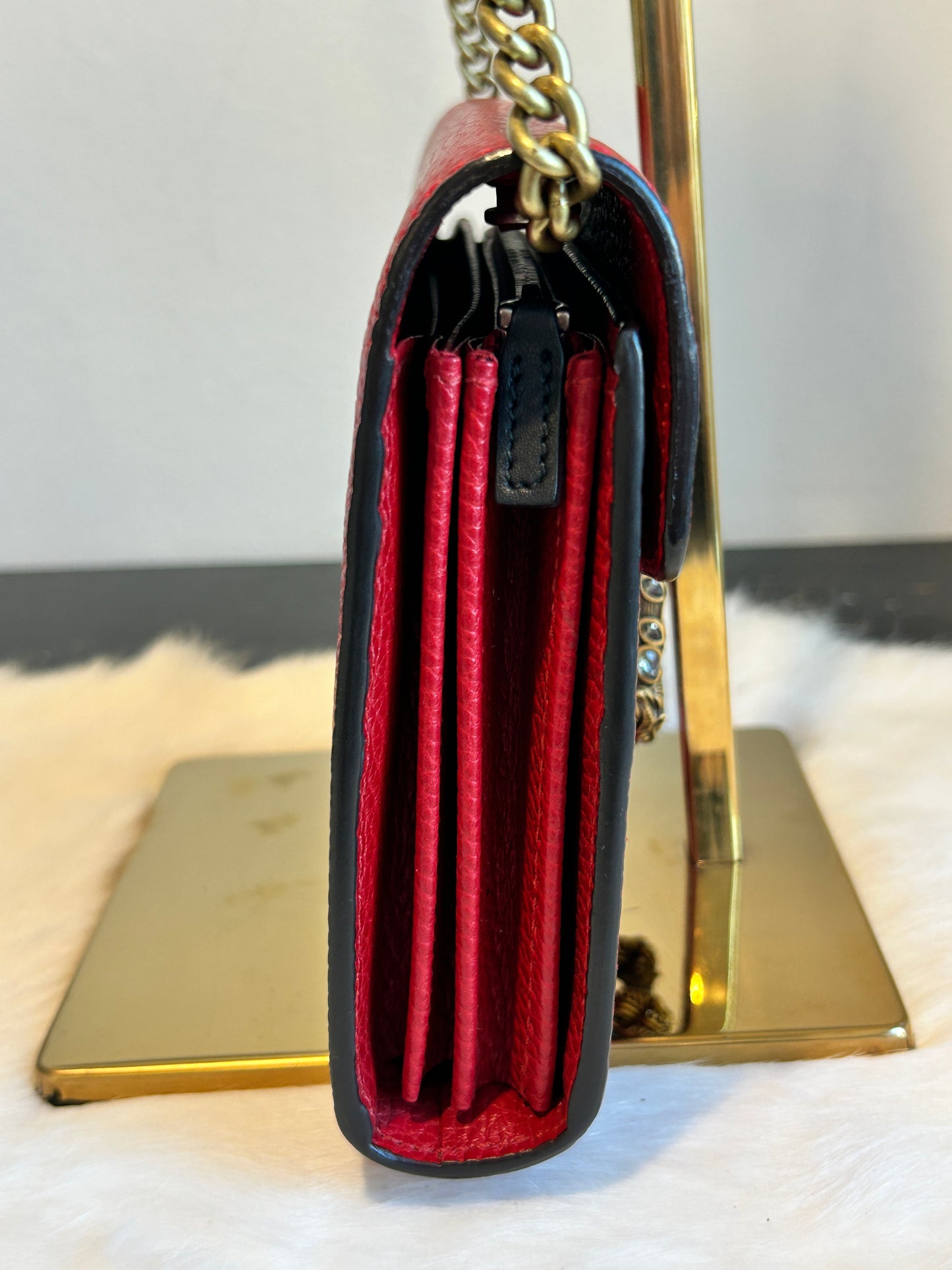 GUCCI Mini Dionysus Chain Wallet Hibiscus RED