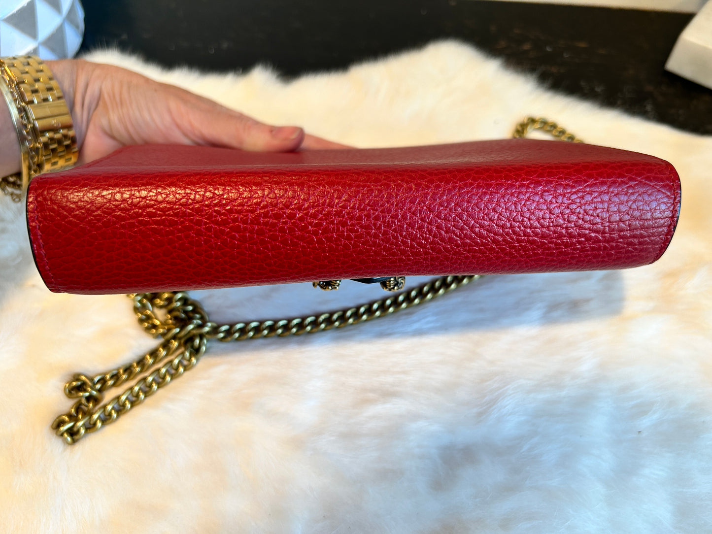 GUCCI Mini Dionysus Chain Wallet Hibiscus RED