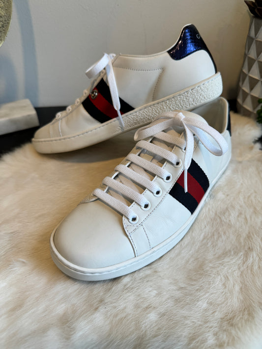 Gucci Ace Navy/Red Web Sneakers 36.5EU