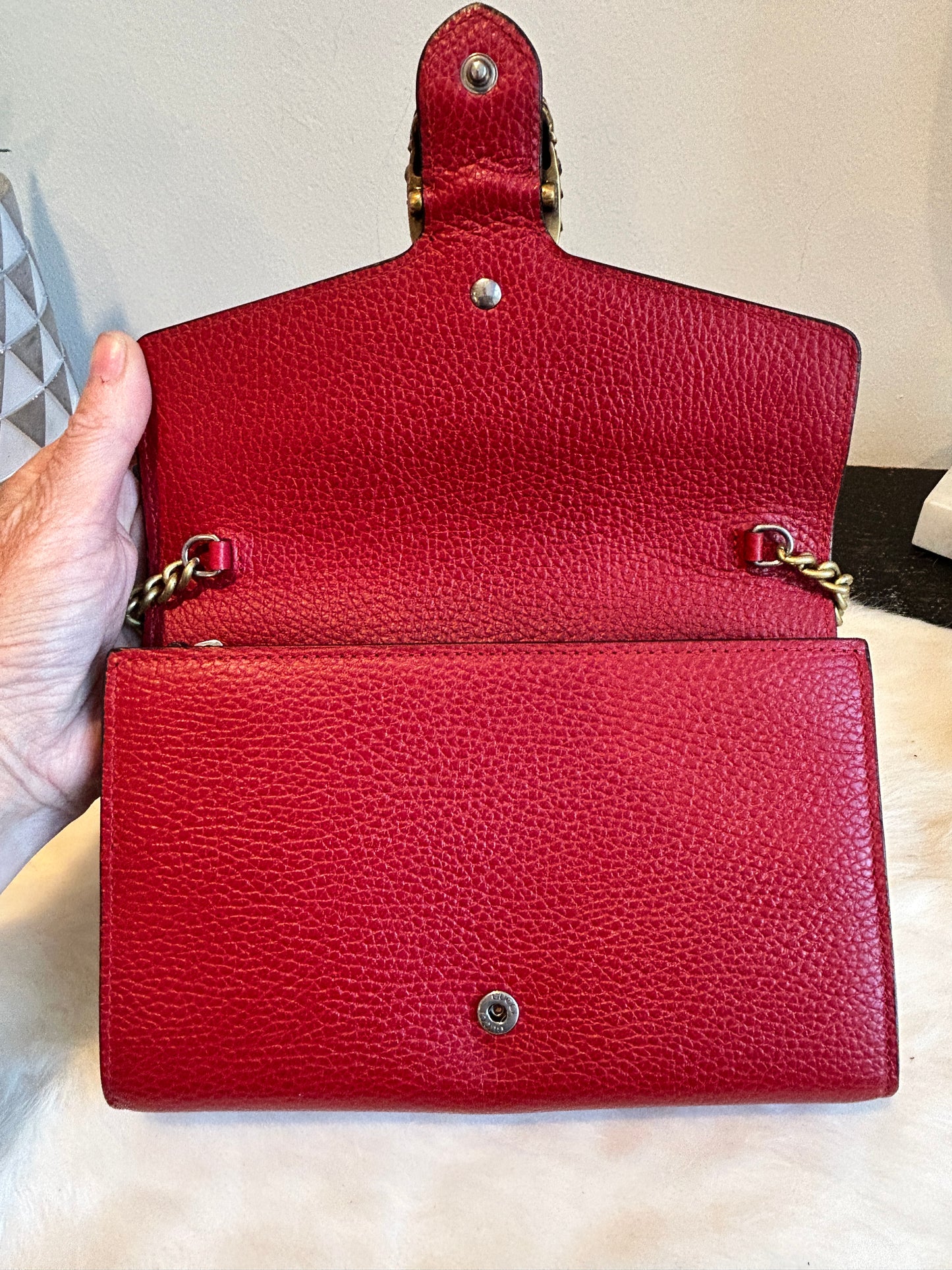 GUCCI Mini Dionysus Chain Wallet Hibiscus RED