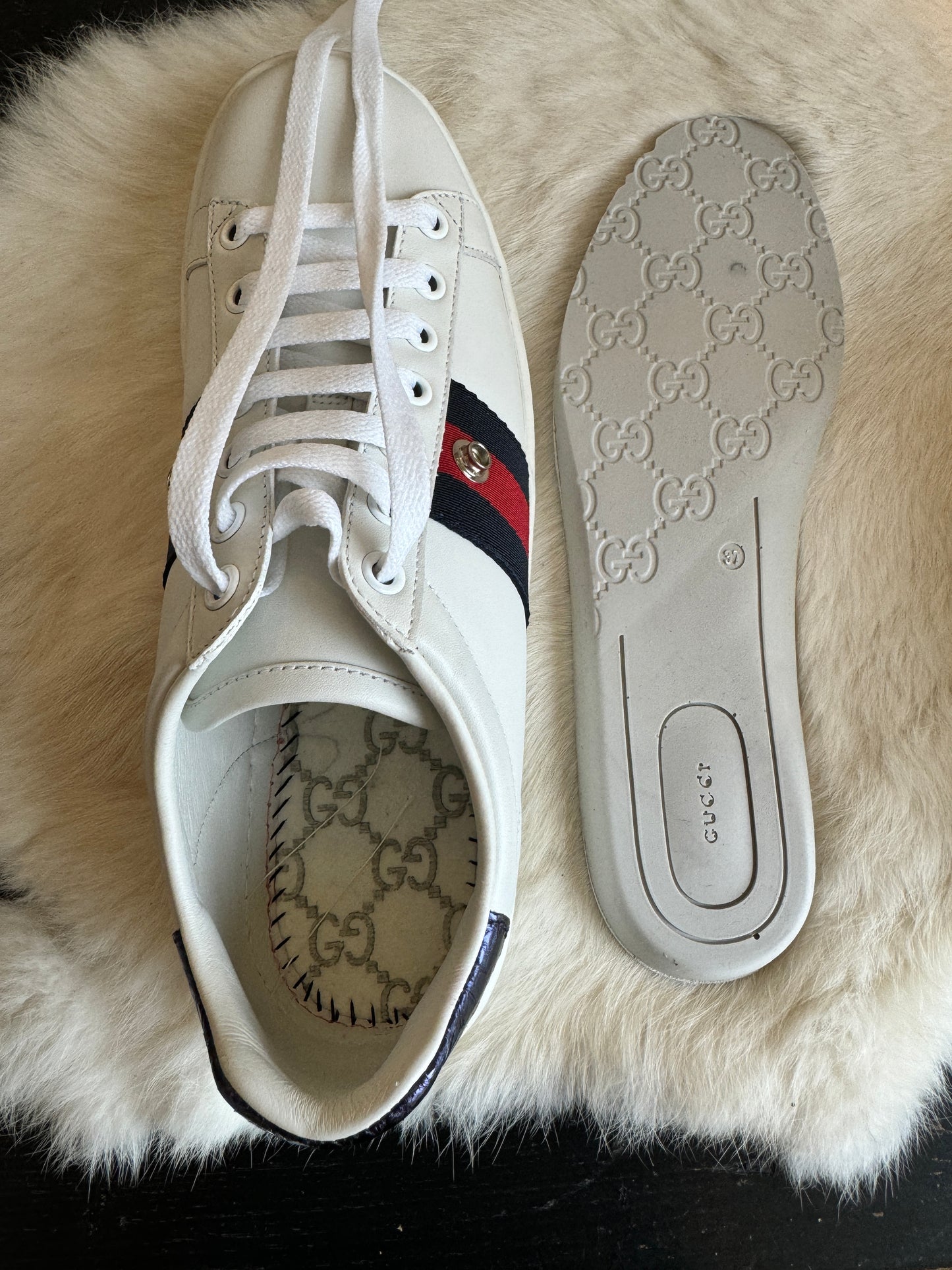 Gucci Ace Navy/Red Web Sneakers 36.5EU