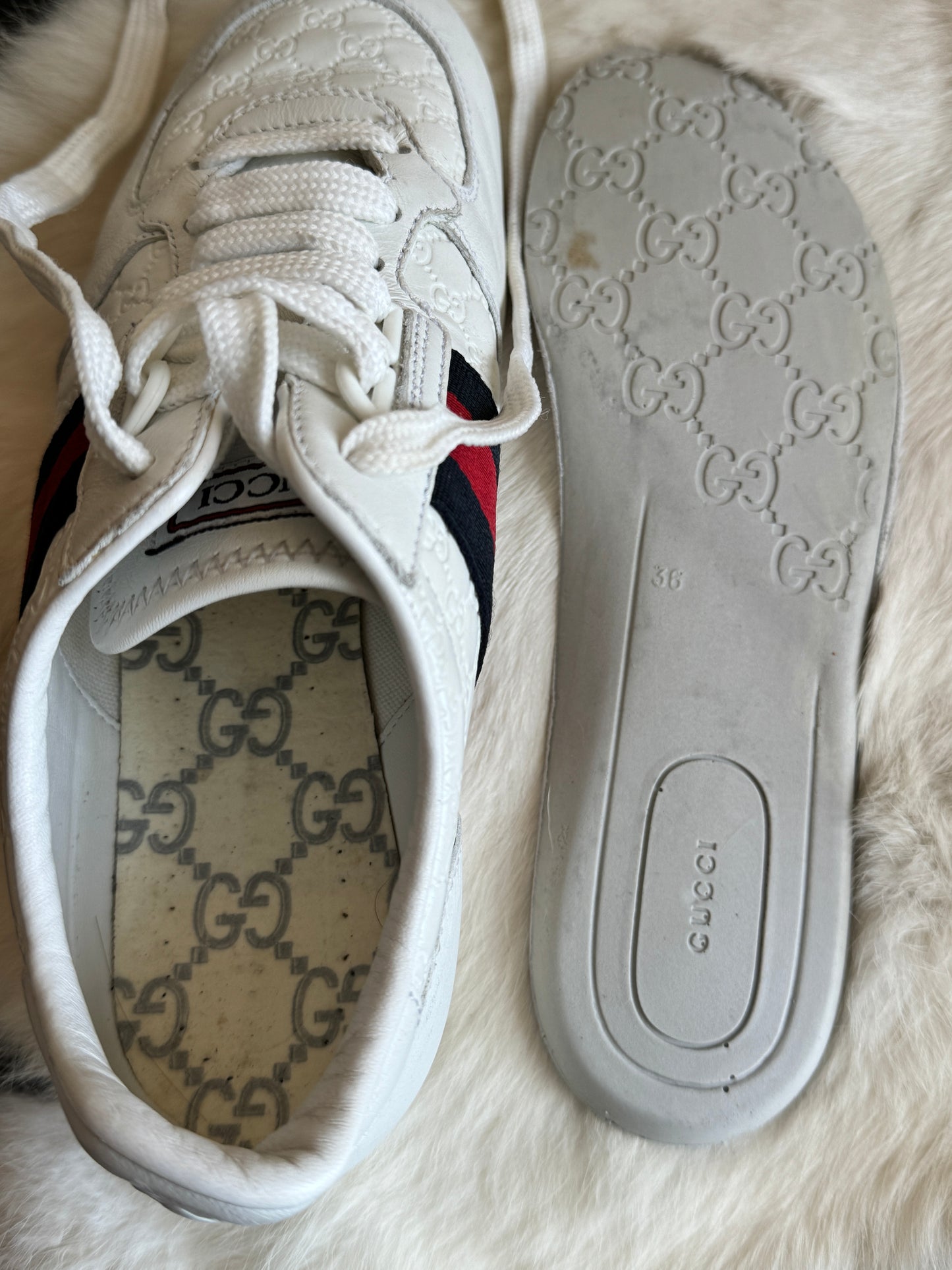 GUCCI MicroGuccissima Embossed Sneakers 36EU