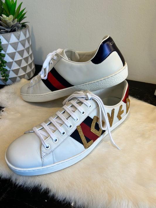 GUCCI Ace Metallic LOVED Sneakers Mens 9EU (42EU)