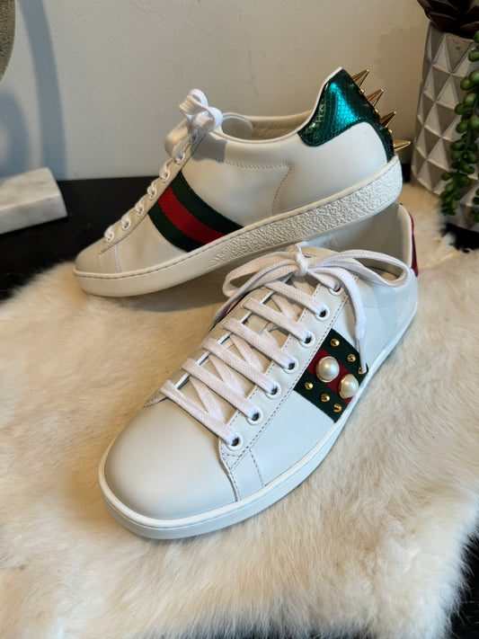 Gucci Ace Pearl Spikes Sneakers Size 36.5EU