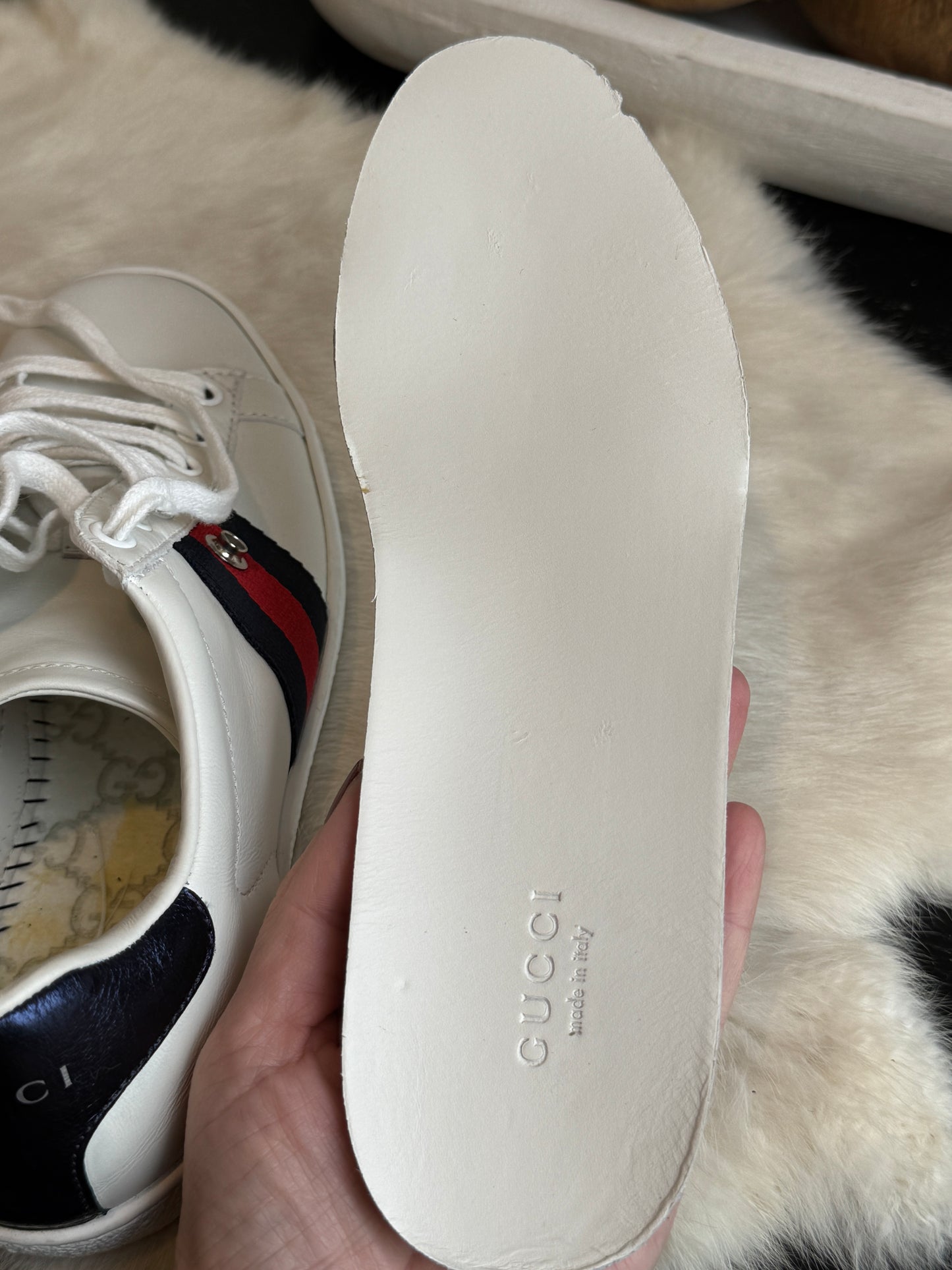 Gucci Ace Navy/Red Web Snaps Sneakers 37EU