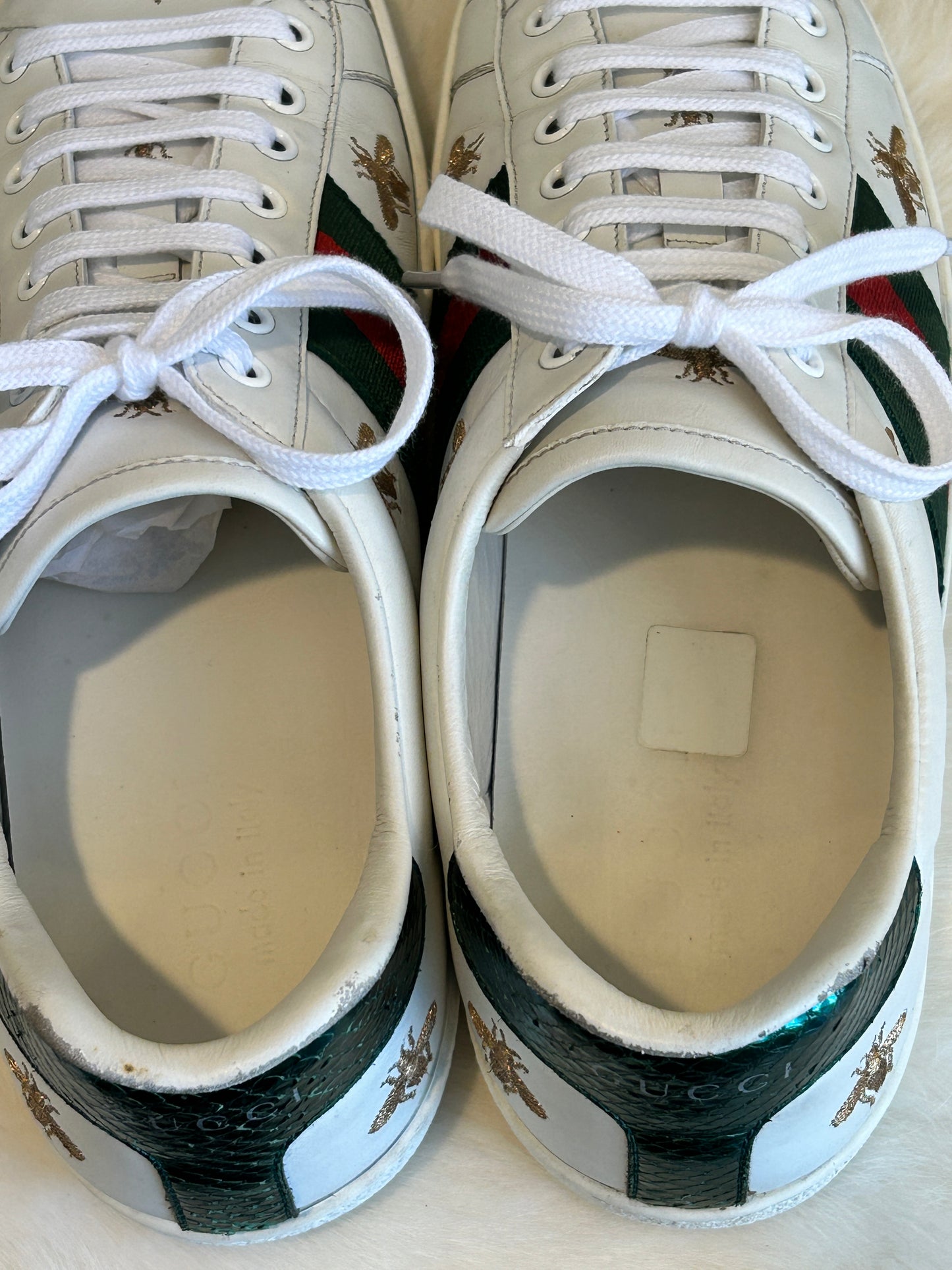 GUCCI Ace Gold Metallic Bee's Sneakers Mens 7.5EU (40.5EU Womens)