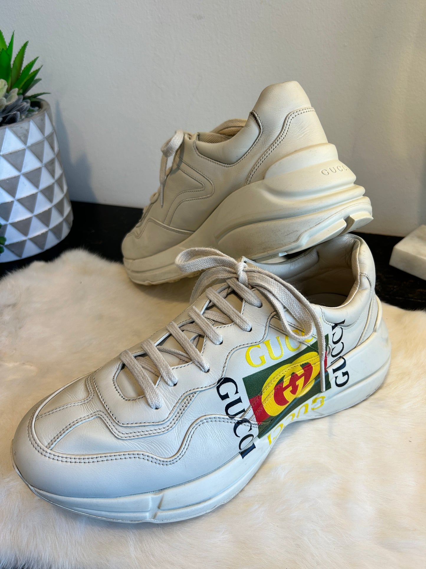 GUCCI Rhyton Ivory Sneakers Mens 8EU (women's 41)