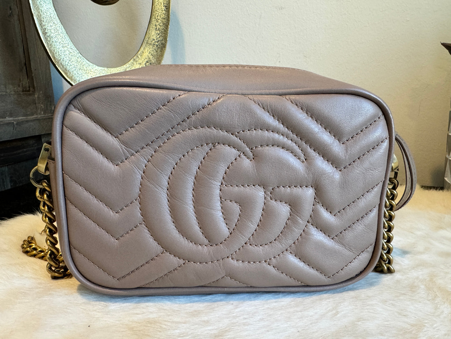 GUCCI Mini Marmont Camera Bag Blush