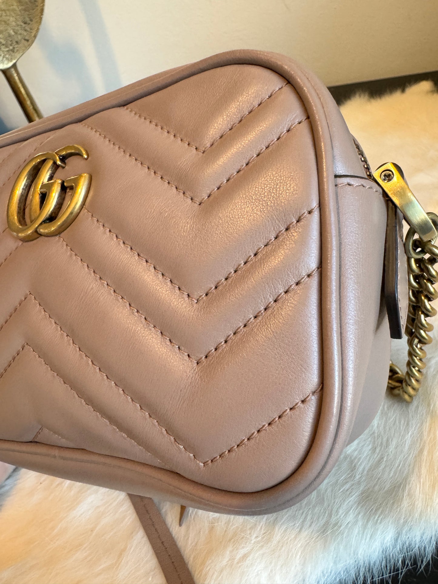 GUCCI Mini Marmont Camera Bag Blush