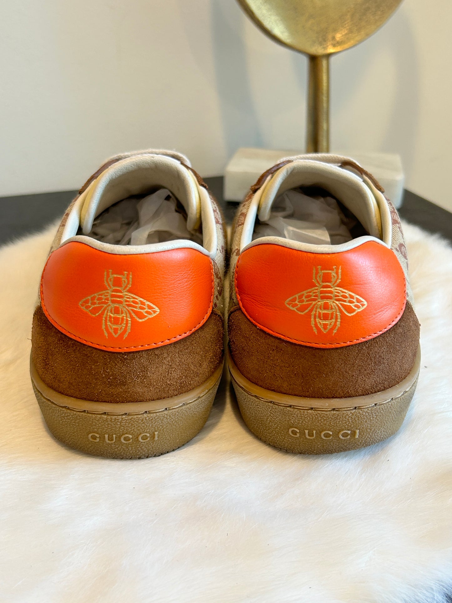 GUCCI GG Canvas Brown Suede Web Sneakers 6.5EU (39.5EU)