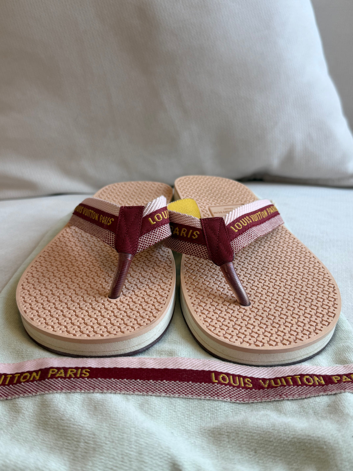 Louis Vuitton Rubber Logo Strap Thong Flip-Flop Sandals 36