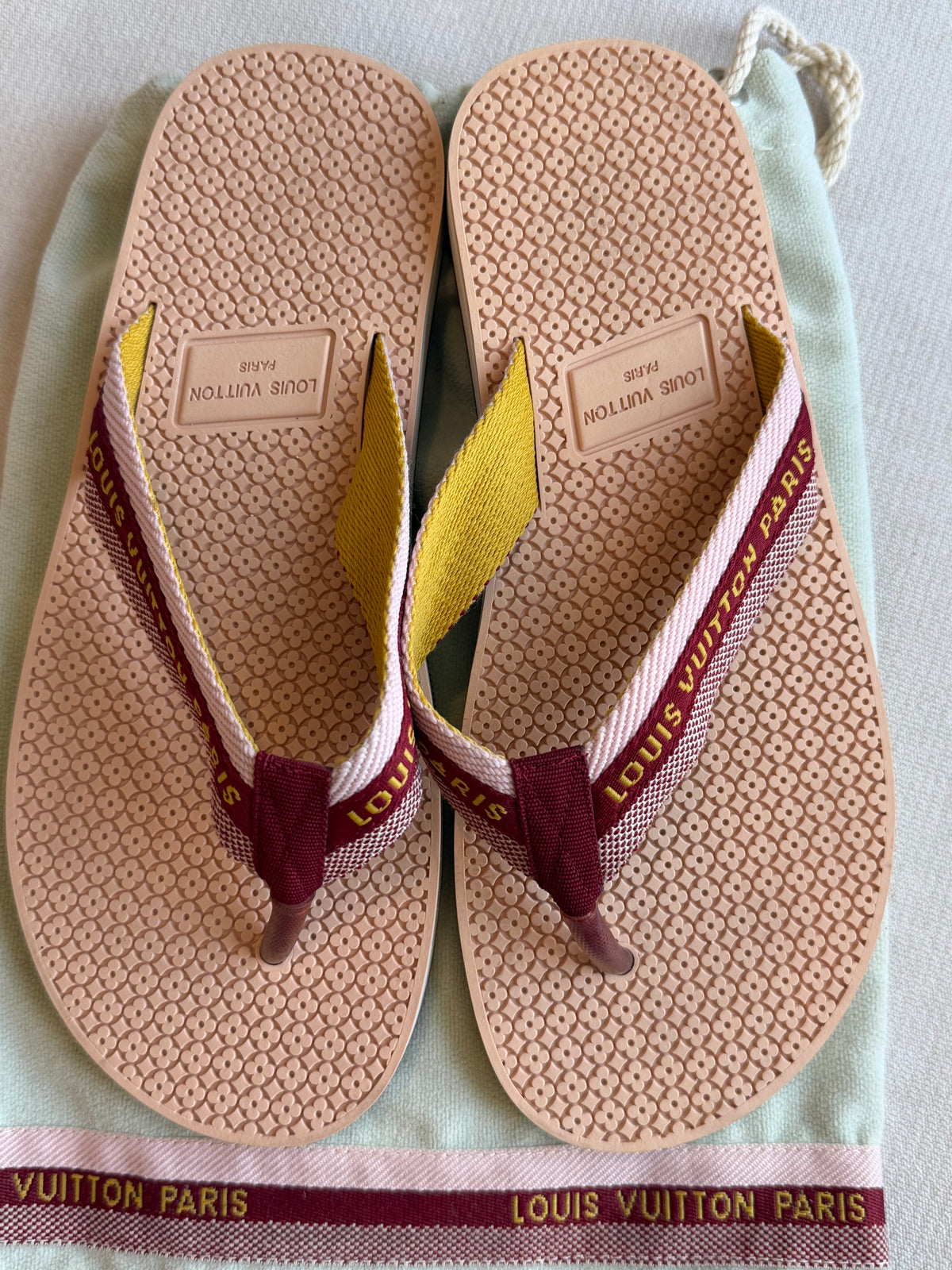Louis Vuitton Rubber Logo Strap Thong Flip-Flop Sandals 36