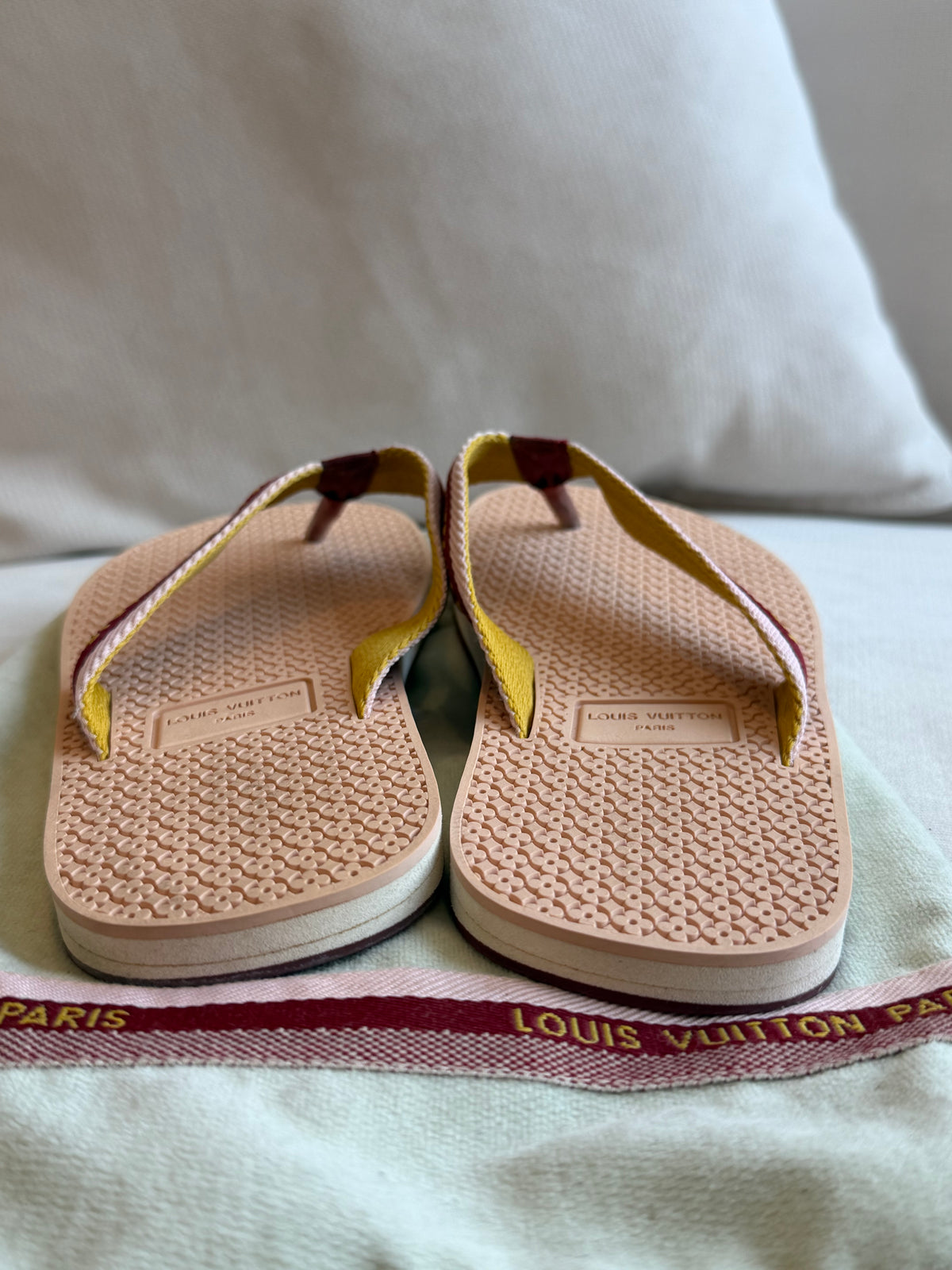 Louis Vuitton Rubber Logo Strap Thong Flip-Flop Sandals 36